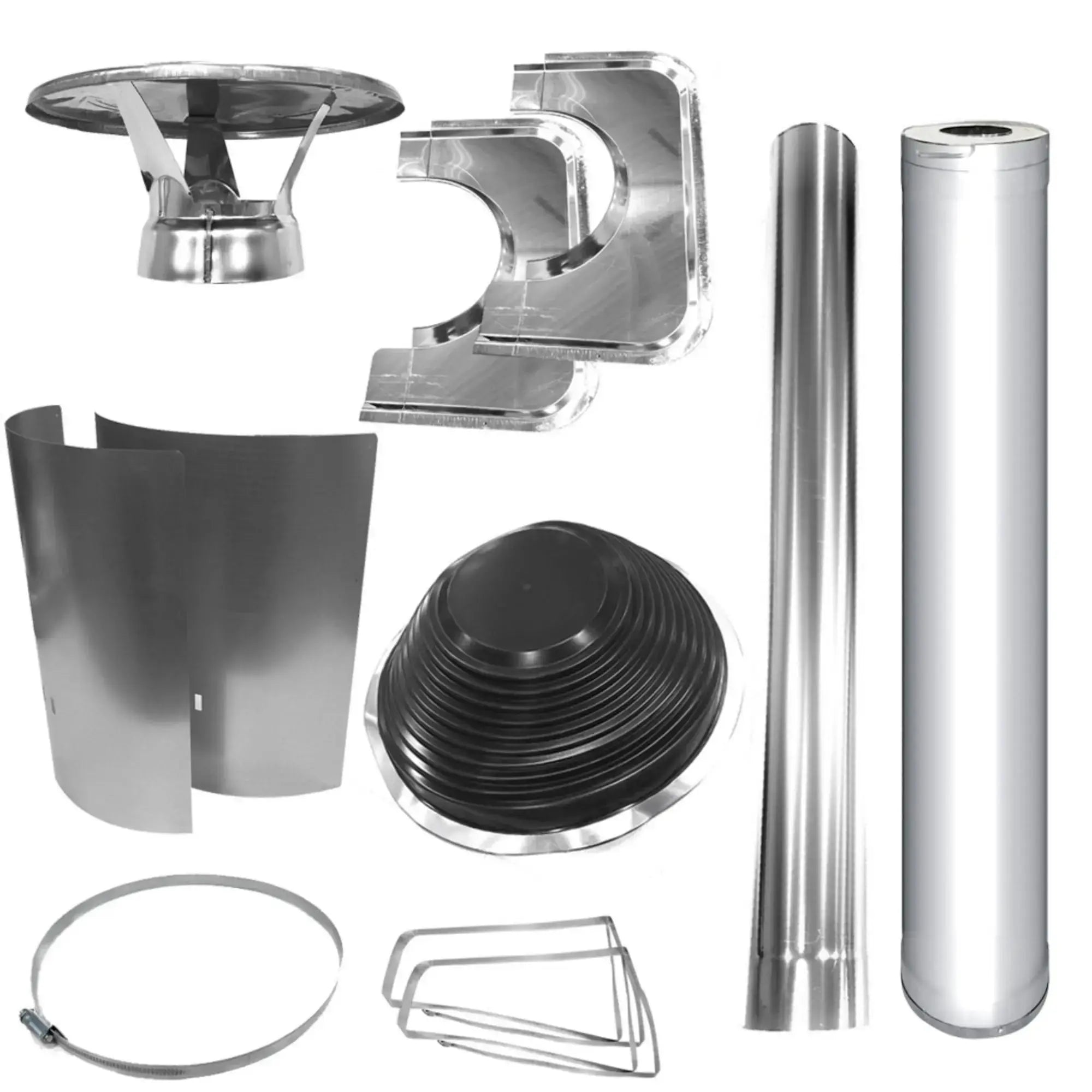 Harvia Chimney & Assembly Kit, Barrel, Flat Roof, Stainless (WHP1000500M) Harvia