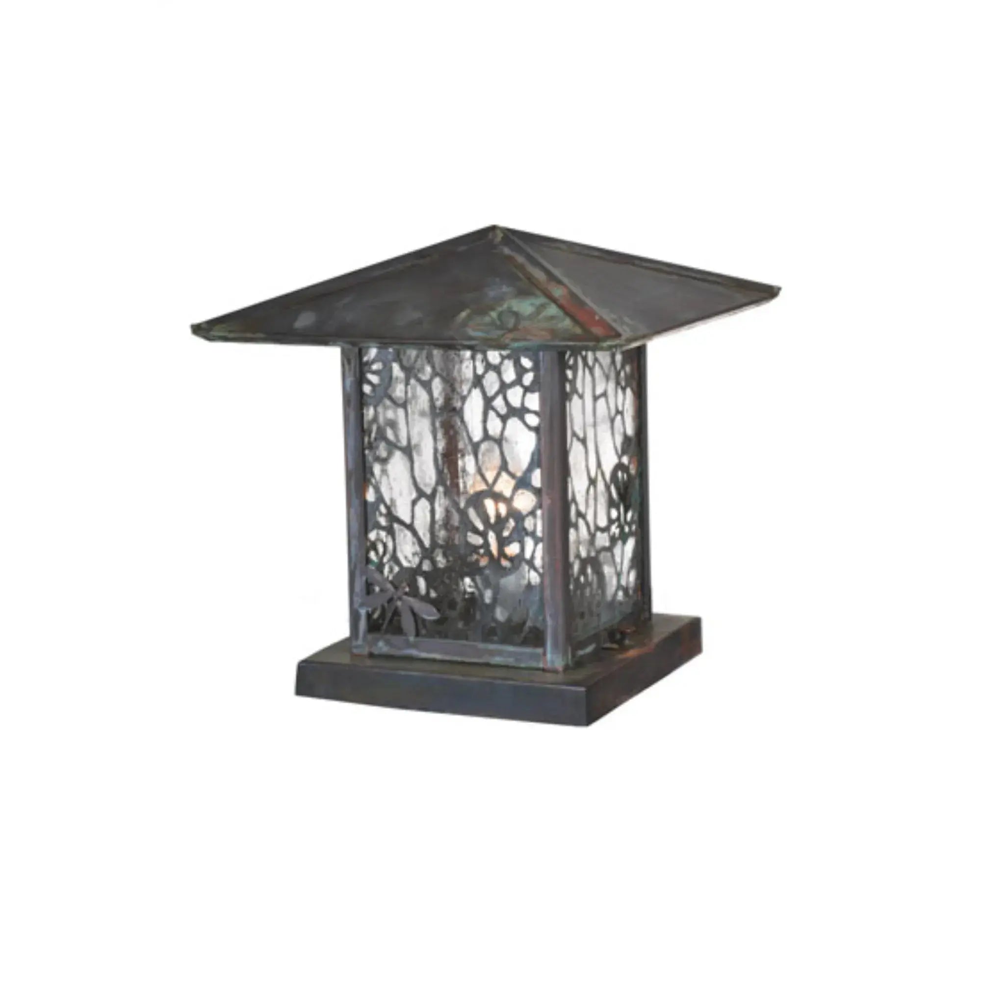 12" Square Seneca Lotus Leaf and Dragonfly Pier Mount – Verdigris – Wet-Rated – Meyda Lighting Meyda Lighting