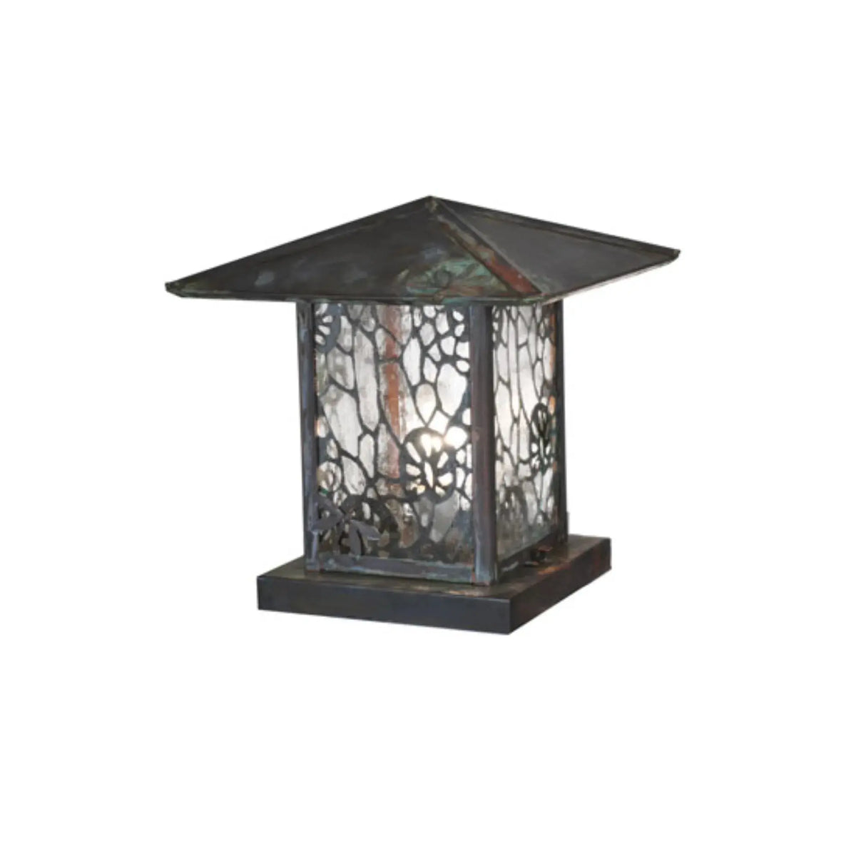 12" Square Seneca Lotus Leaf and Dragonfly Pier Mount – Verdigris – Wet-Rated – Meyda Lighting Meyda Lighting