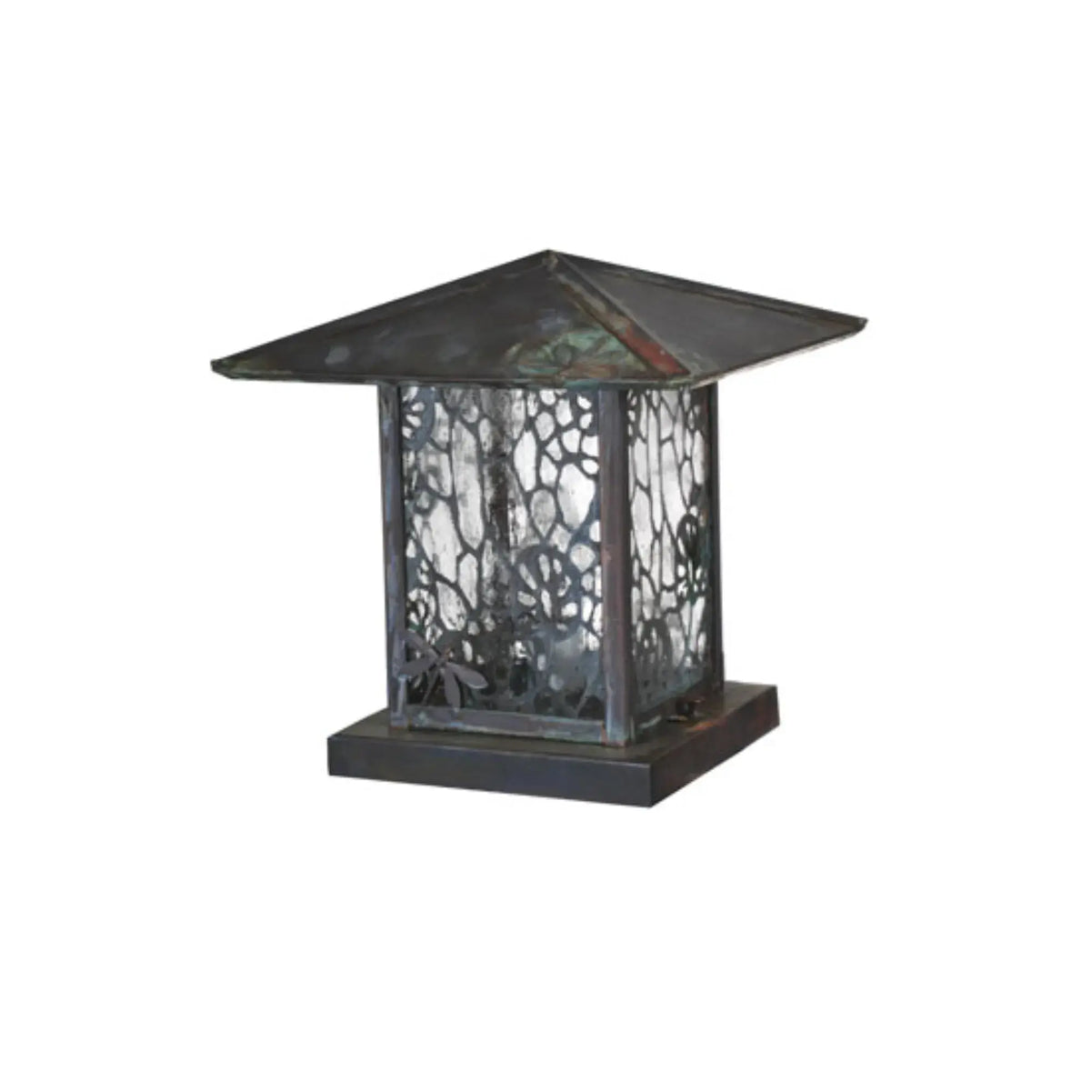 12" Square Seneca Lotus Leaf and Dragonfly Pier Mount – Verdigris – Wet-Rated – Meyda Lighting Meyda Lighting