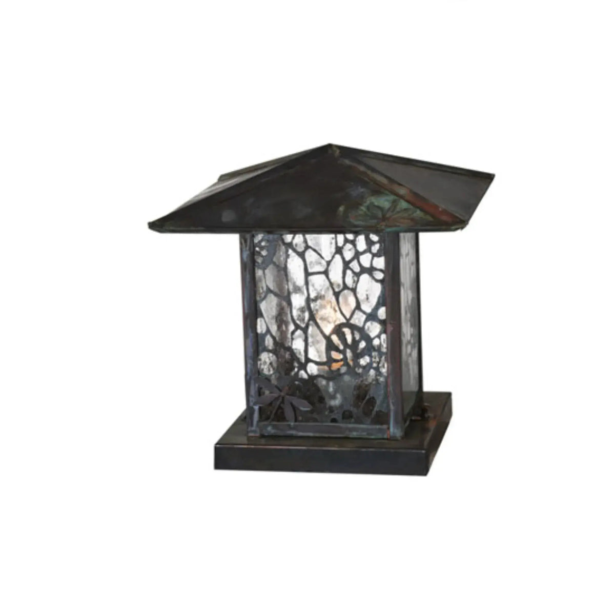12" Square Seneca Lotus Leaf and Dragonfly Pier Mount – Verdigris – Wet-Rated – Meyda Lighting Meyda Lighting