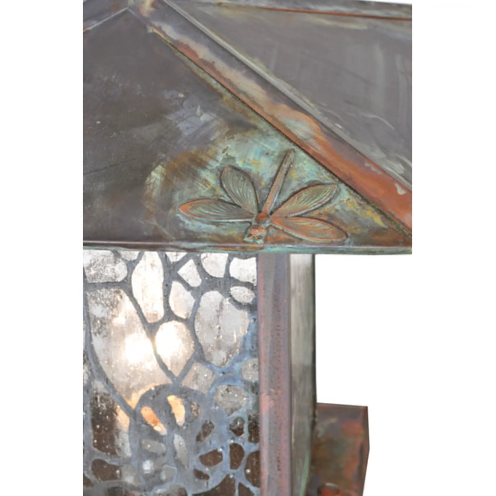 12" Square Seneca Lotus Leaf and Dragonfly Pier Mount – Verdigris – Wet-Rated – Meyda Lighting
