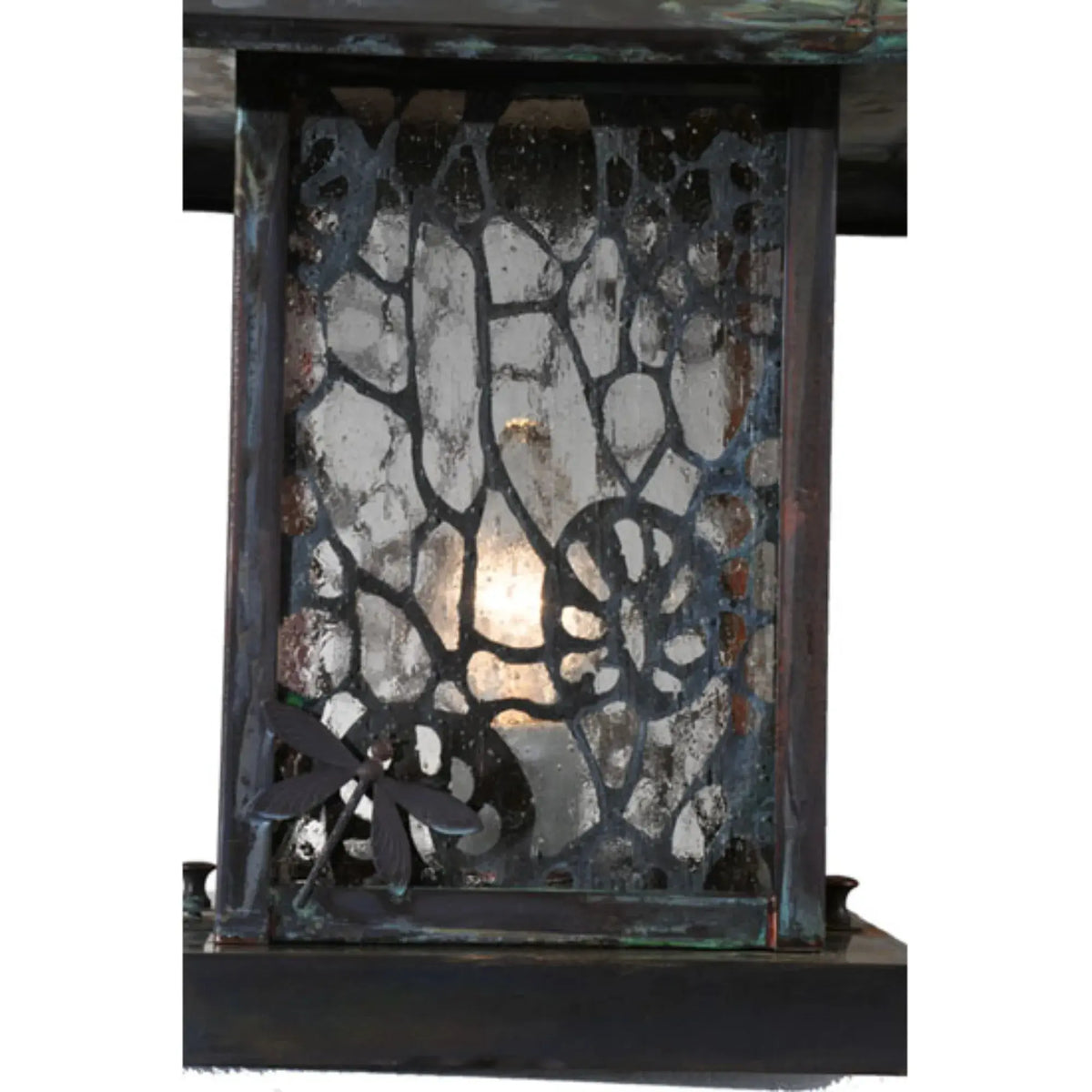 12" Square Seneca Lotus Leaf and Dragonfly Pier Mount – Verdigris – Wet-Rated – Meyda Lighting Meyda Lighting