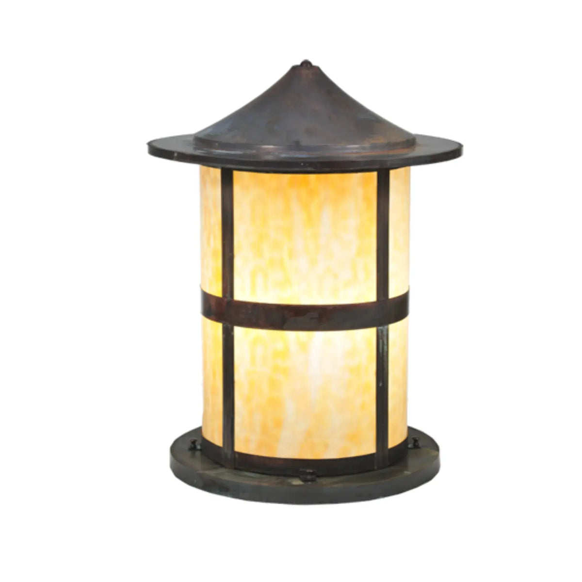 18" Wide Fulton Pier Mount – Vintage Copper – Beige Art Glass – Wet-Rated – Meyda Lighting Meyda Lighting