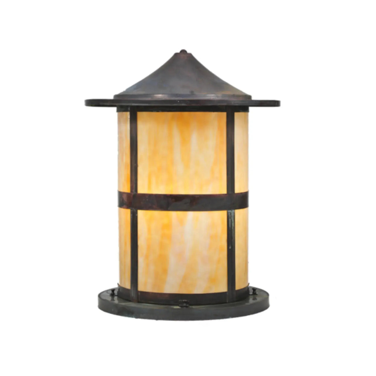 18" Wide Fulton Pier Mount – Vintage Copper – Beige Art Glass – Wet-Rated – Meyda Lighting Meyda Lighting