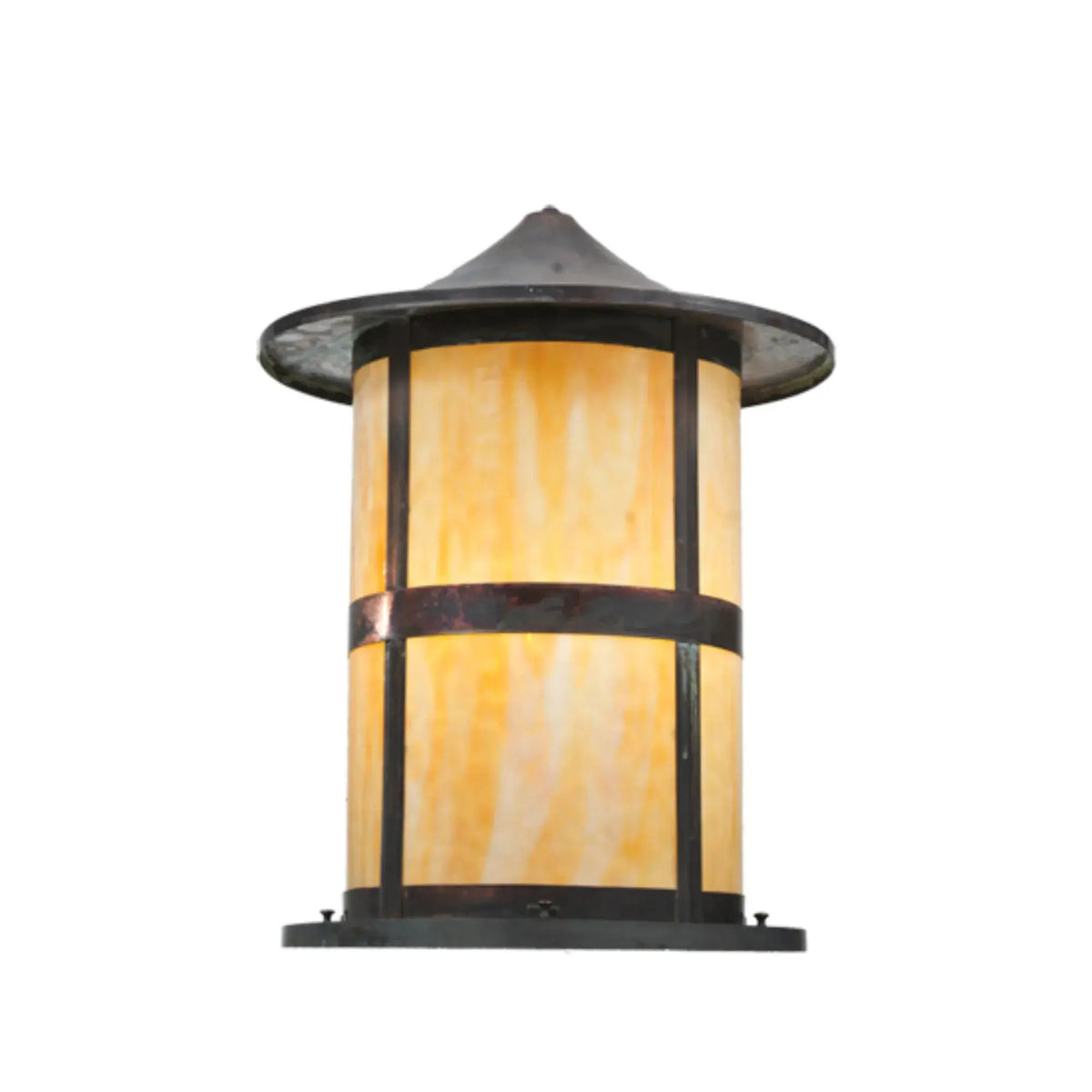 18" Wide Fulton Pier Mount – Vintage Copper – Beige Art Glass – Wet-Rated – Meyda Lighting Meyda Lighting