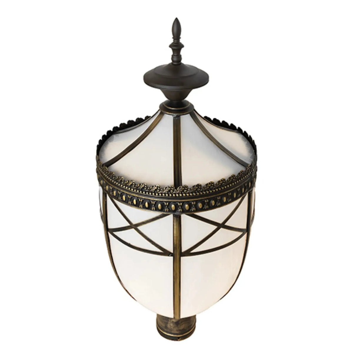 11" Wide Borough Hall Post Mount – Craftsman Brown – White Art Glass – Wet-Rated – Meyda Lighting Meyda Lighting