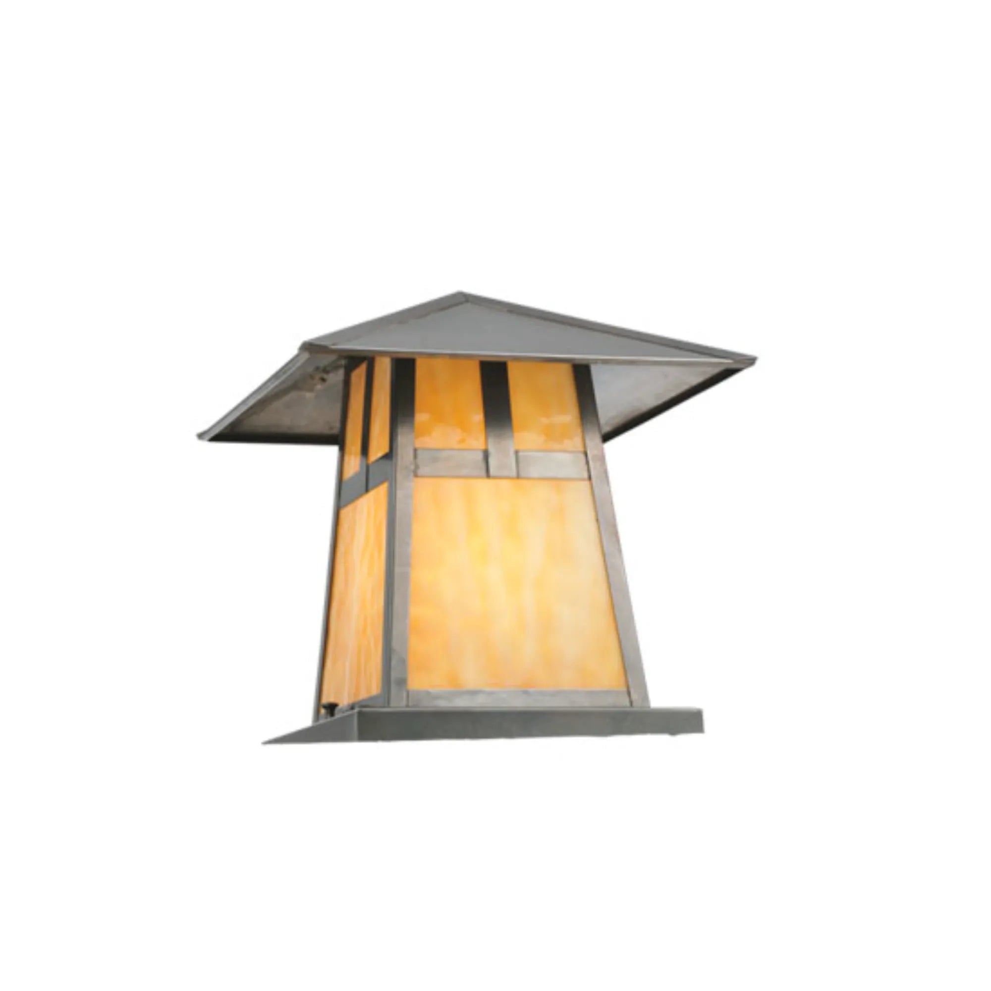 12"Sq Stillwater T Mission Pier Mount – Craftsman Brown – Damp-Rated – Meyda Lighting