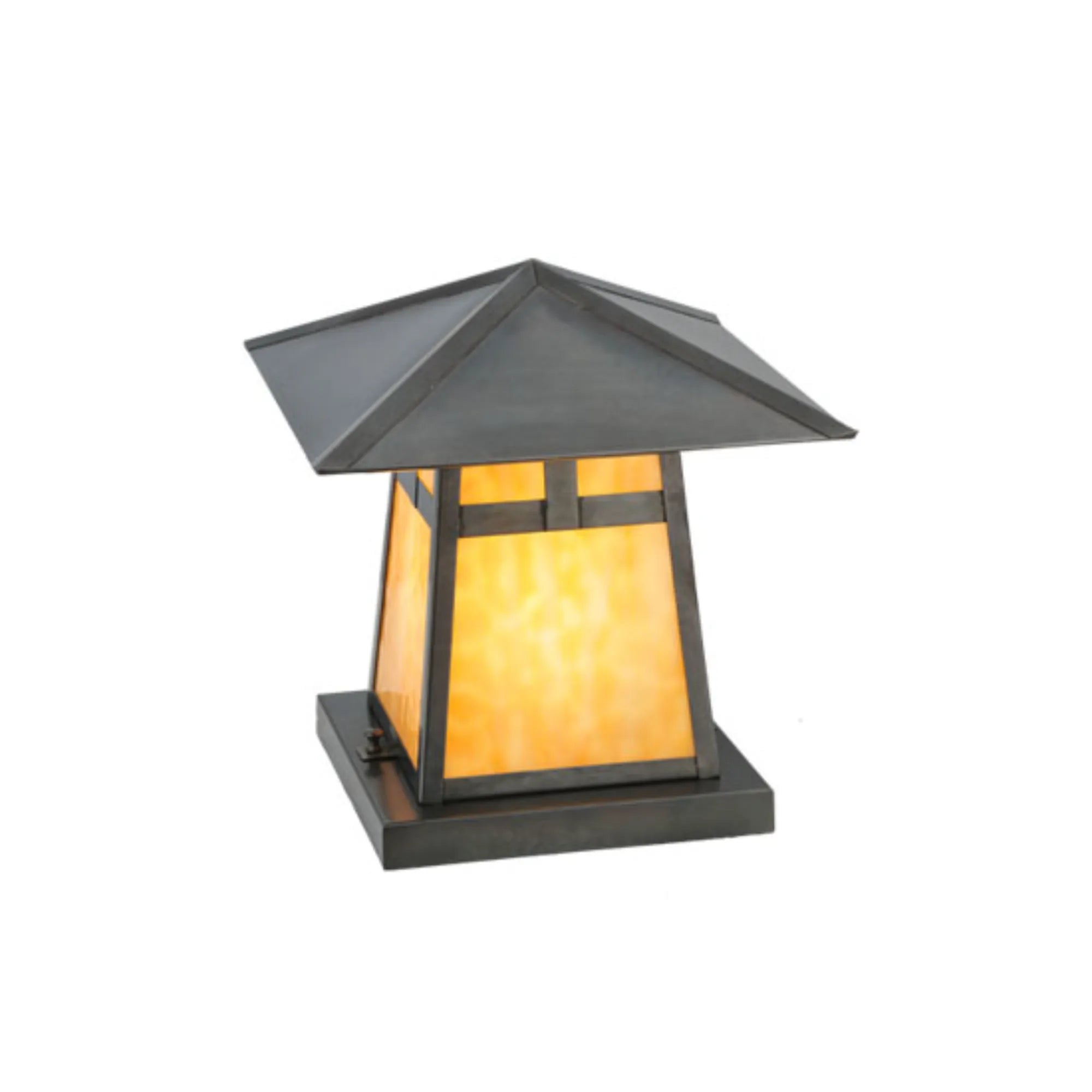 12"Sq Stillwater T Mission Pier Mount – Craftsman Brown – Damp-Rated – Meyda Lighting
