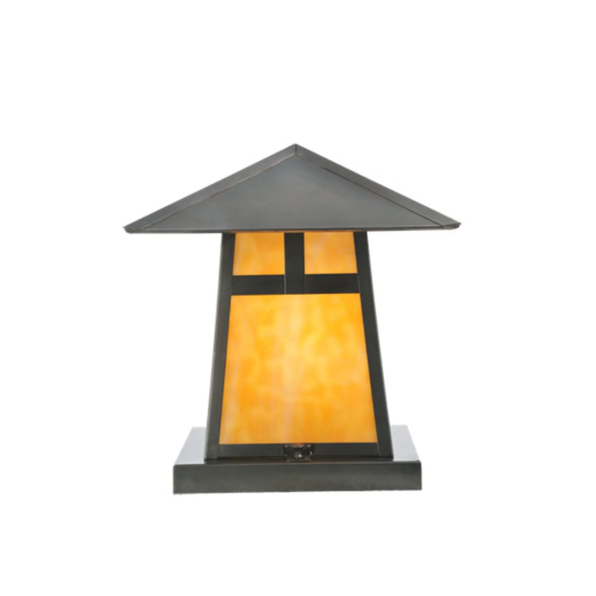 12"Sq Stillwater T Mission Pier Mount – Craftsman Brown – Damp-Rated – Meyda Lighting