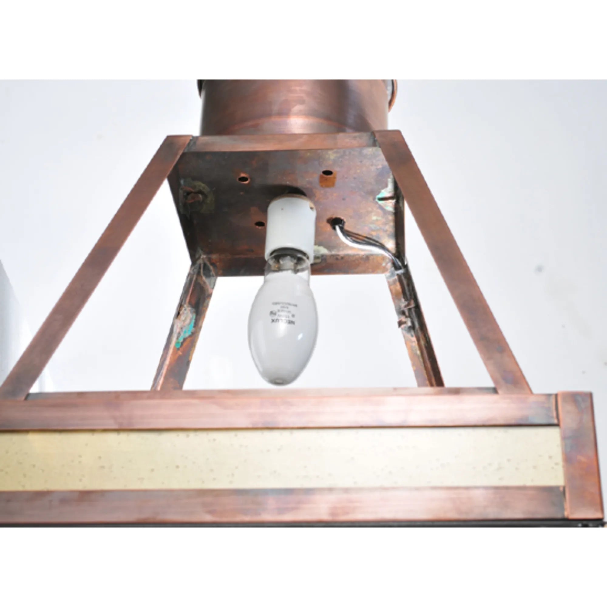 15"Sq Hancock Lantern Post Mount – Antique Copper – Crystal Idalight – Wet-Rated – Meyda Lighting