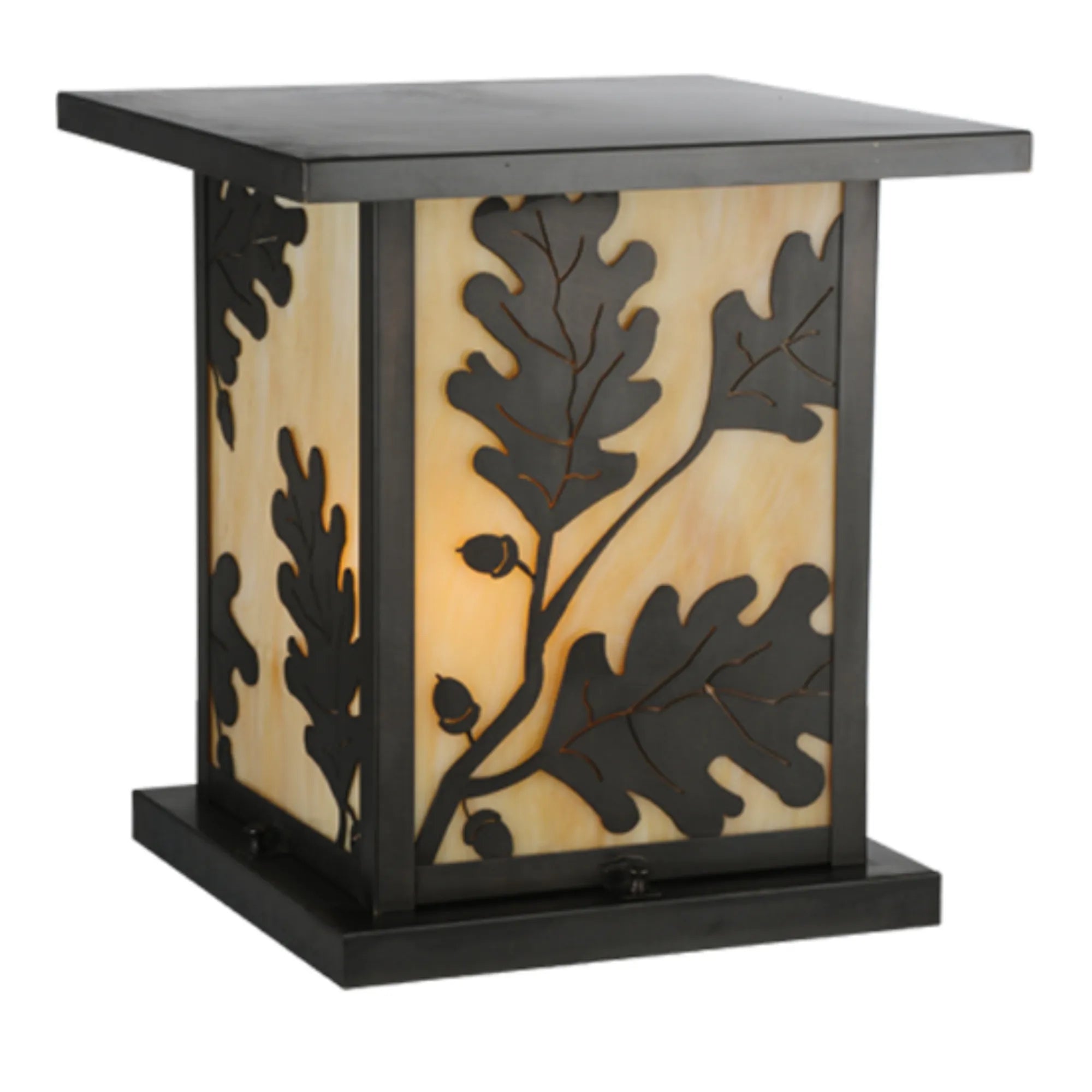 14" Square Hyde Park Oak Leaf Pier Mount – Craftsman Brown – Wet-Rated – Meyda Lighting