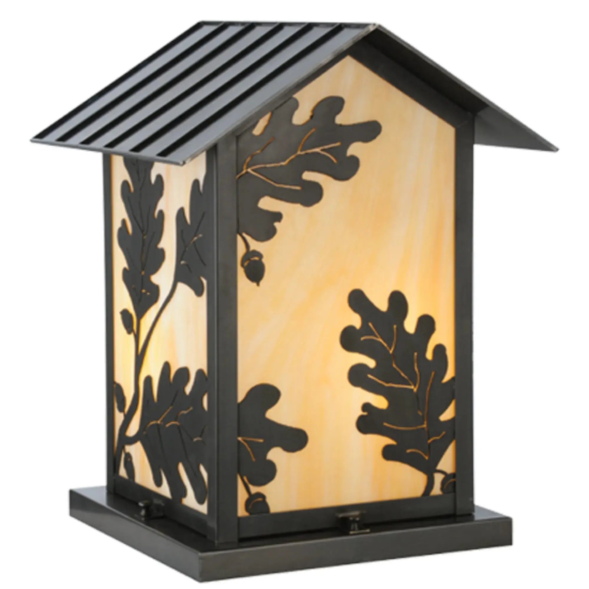 14" Square Seneca Oak Leaf Pier Mount – Craftsman Brown – Wet-Rated – Meyda Lighting Meyda Lighting