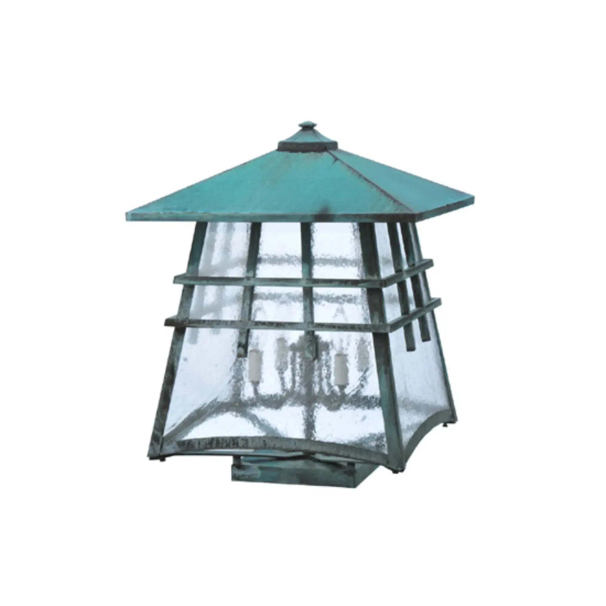 18" Square Stillwater Double Bar Mission Deck Light – Vedigris – Wet-Rated – Meyda Lighting Meyda Lighting