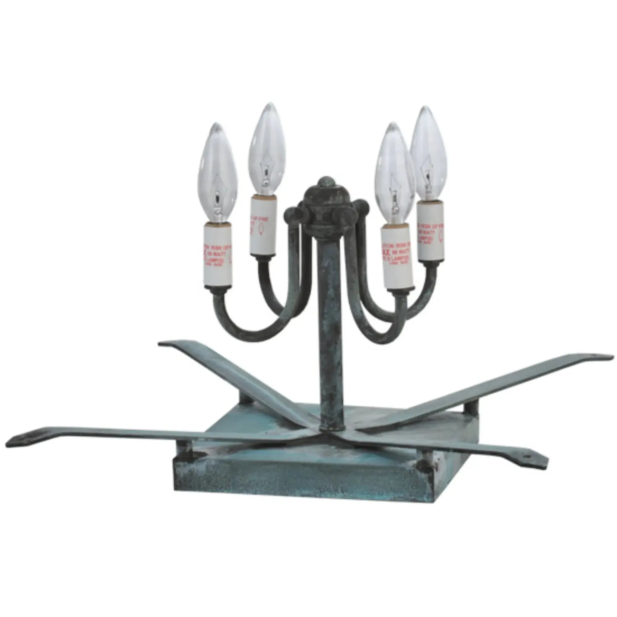 18" Square Stillwater Double Bar Mission Deck Light – Vedigris – Wet-Rated – Meyda Lighting Meyda Lighting