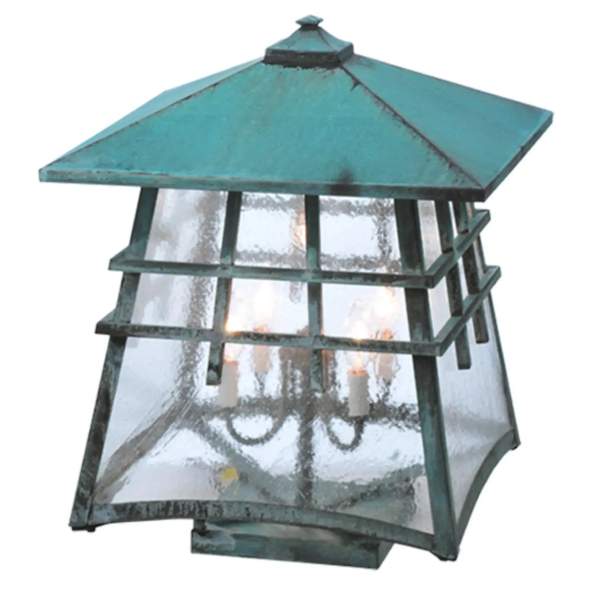 18" Square Stillwater Double Bar Mission Deck Light – Vedigris – Wet-Rated – Meyda Lighting Meyda Lighting