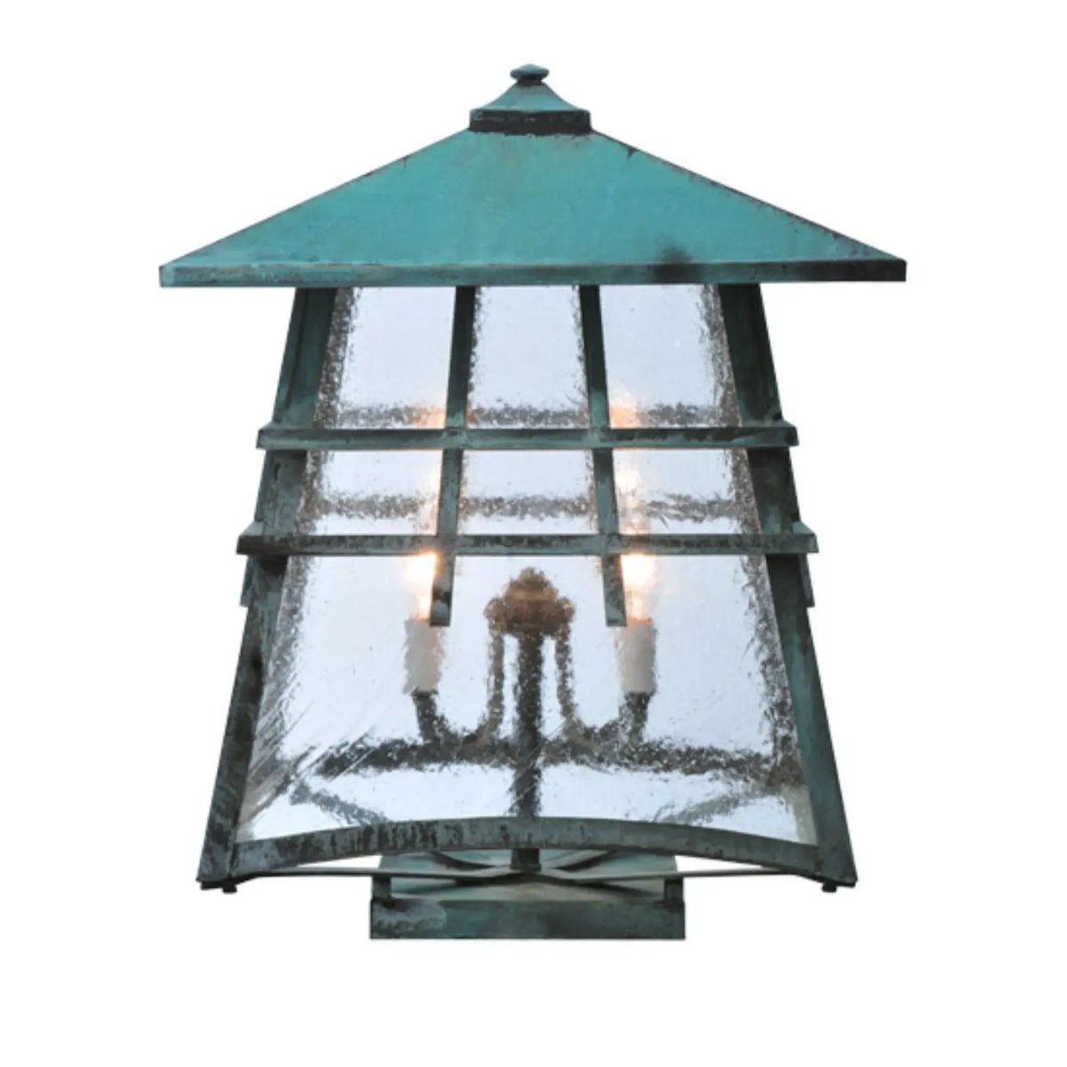 18" Square Stillwater Double Bar Mission Deck Light – Vedigris – Wet-Rated – Meyda Lighting Meyda Lighting