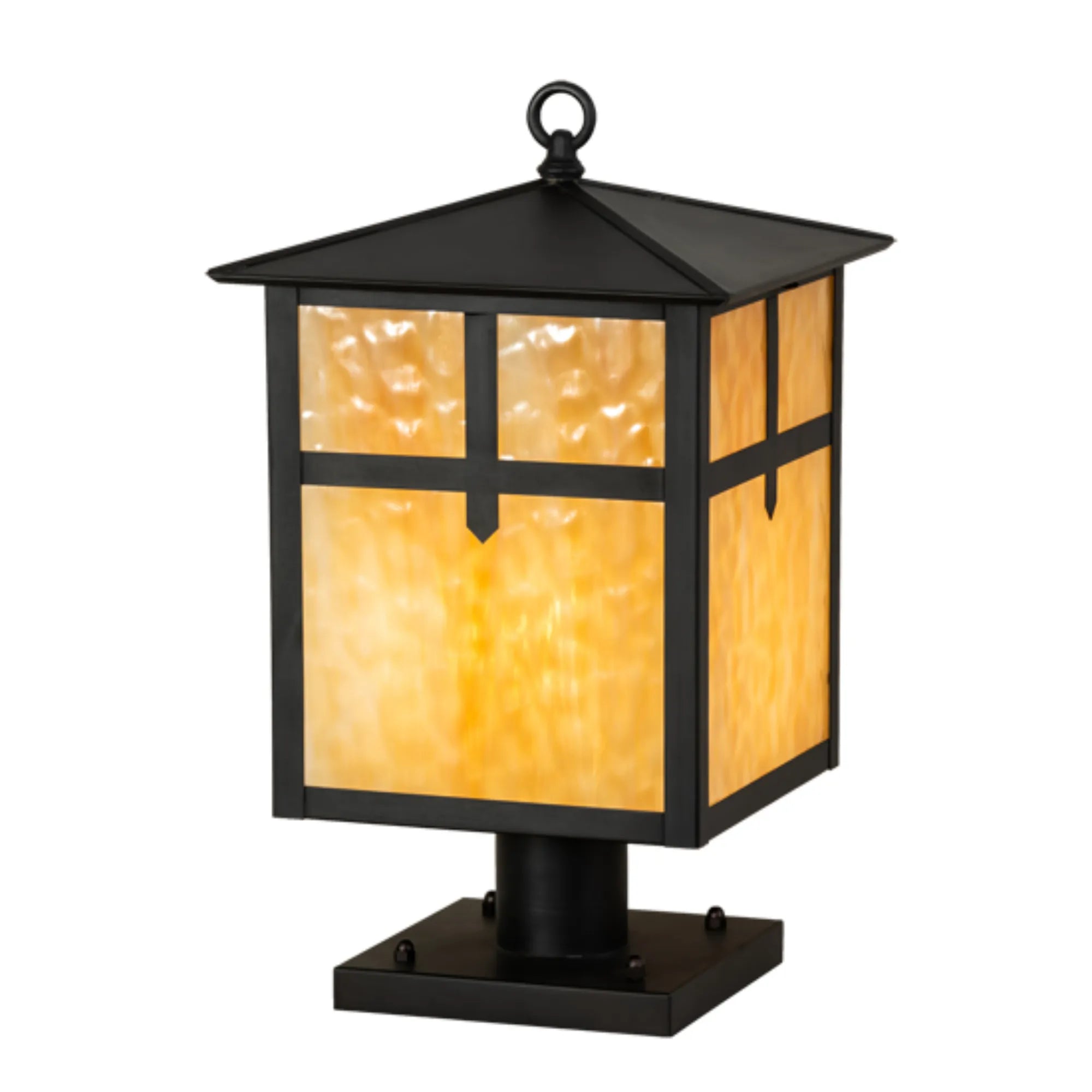 12" Square Seneca Cross Mission Deck Light – Craftsman Brown – Wet-Rated – Meyda Lighting