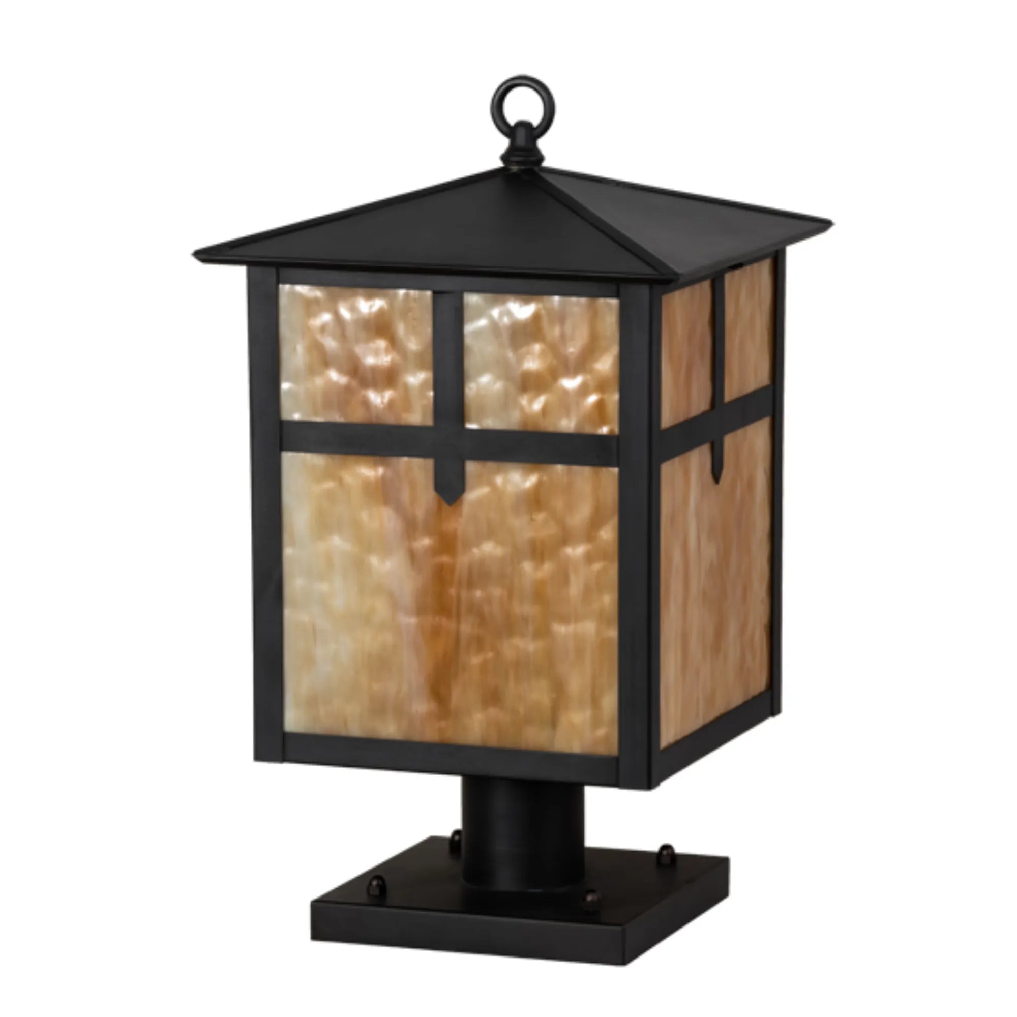 12" Square Seneca Cross Mission Deck Light – Craftsman Brown – Wet-Rated – Meyda Lighting