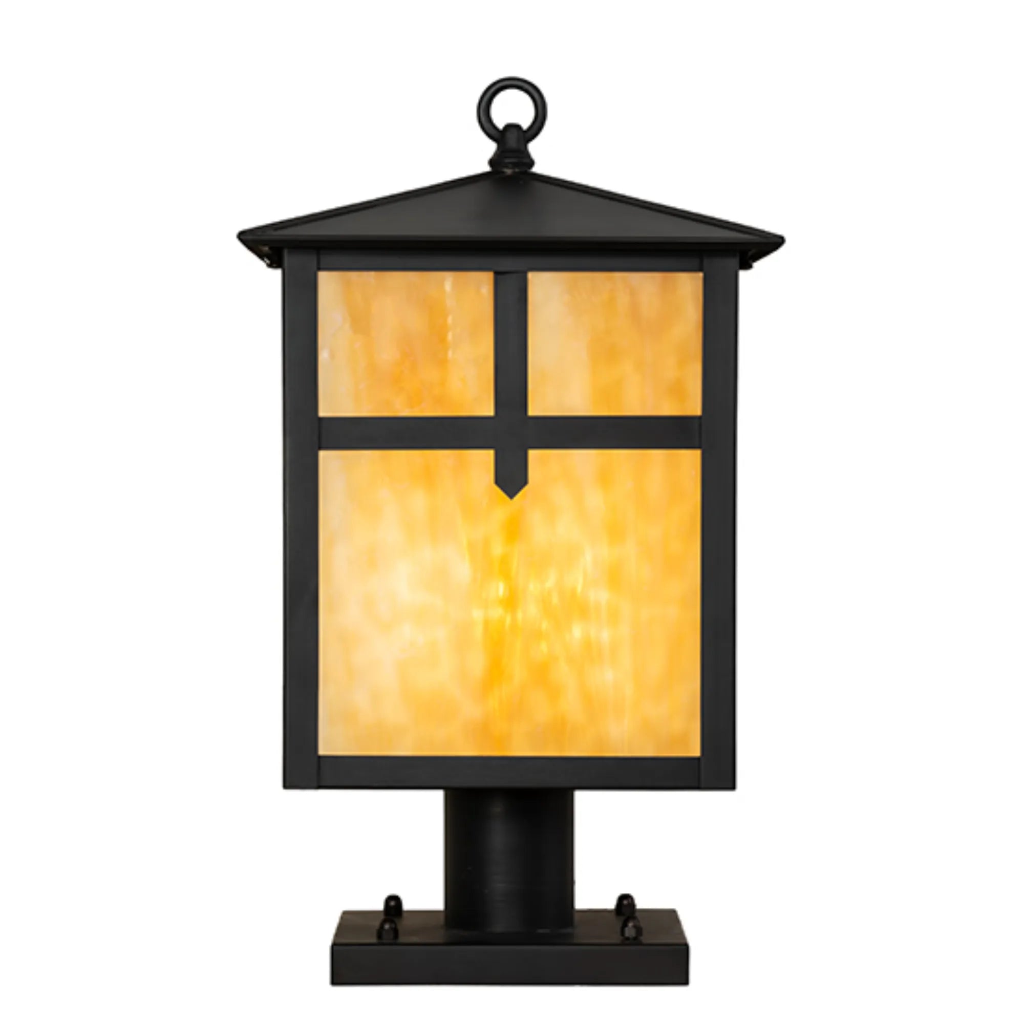 12" Square Seneca Cross Mission Deck Light – Craftsman Brown – Wet-Rated – Meyda Lighting
