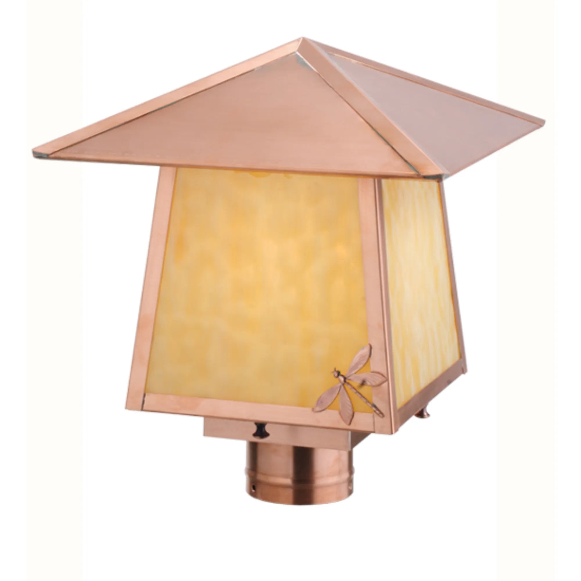 12"Sq Stillwater Dragonfly Post Mount – Natural Copper – Wet-Rated – Meyda Lighting