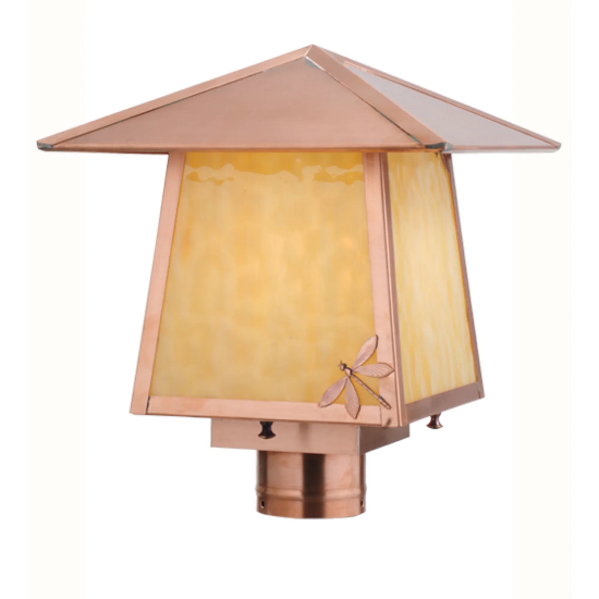 12"Sq Stillwater Dragonfly Post Mount – Natural Copper – Wet-Rated – Meyda Lighting
