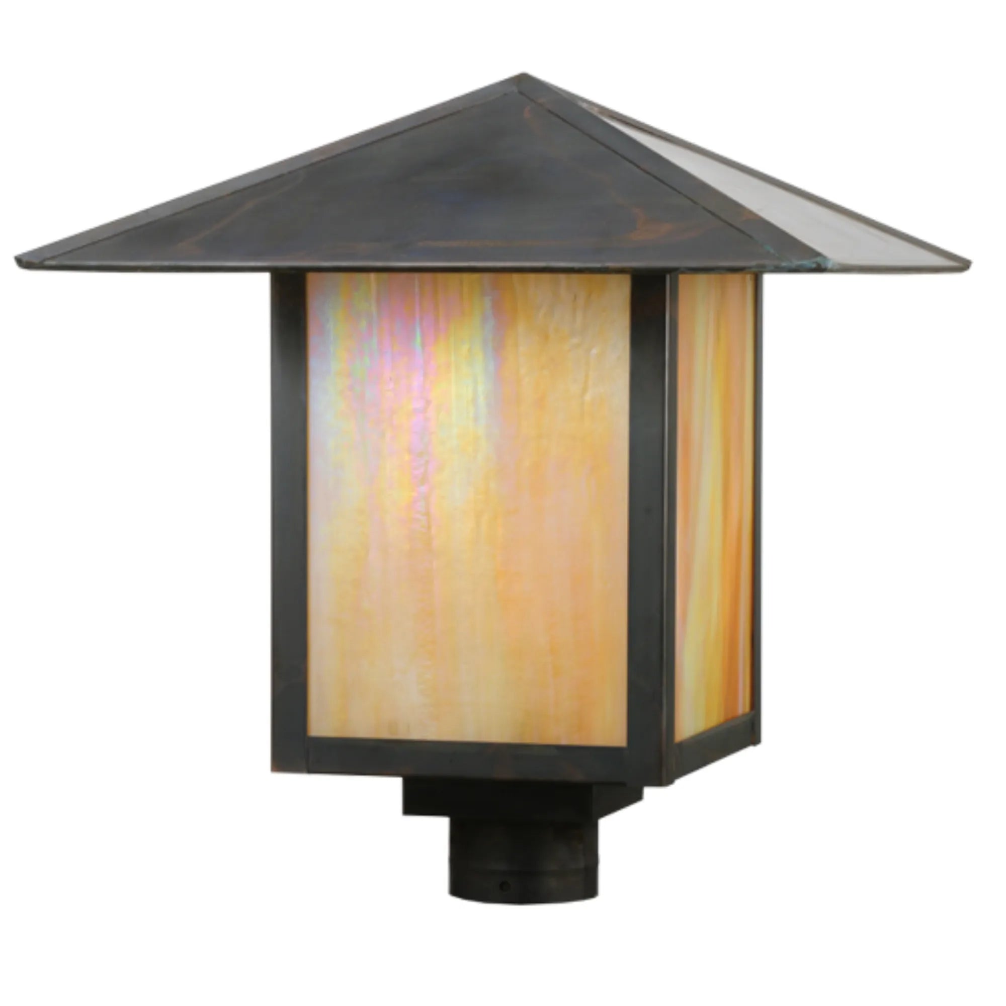 16" Square Seneca Prime Post Mount – Vintage Copper – Wet-Rated – Meyda Lighting