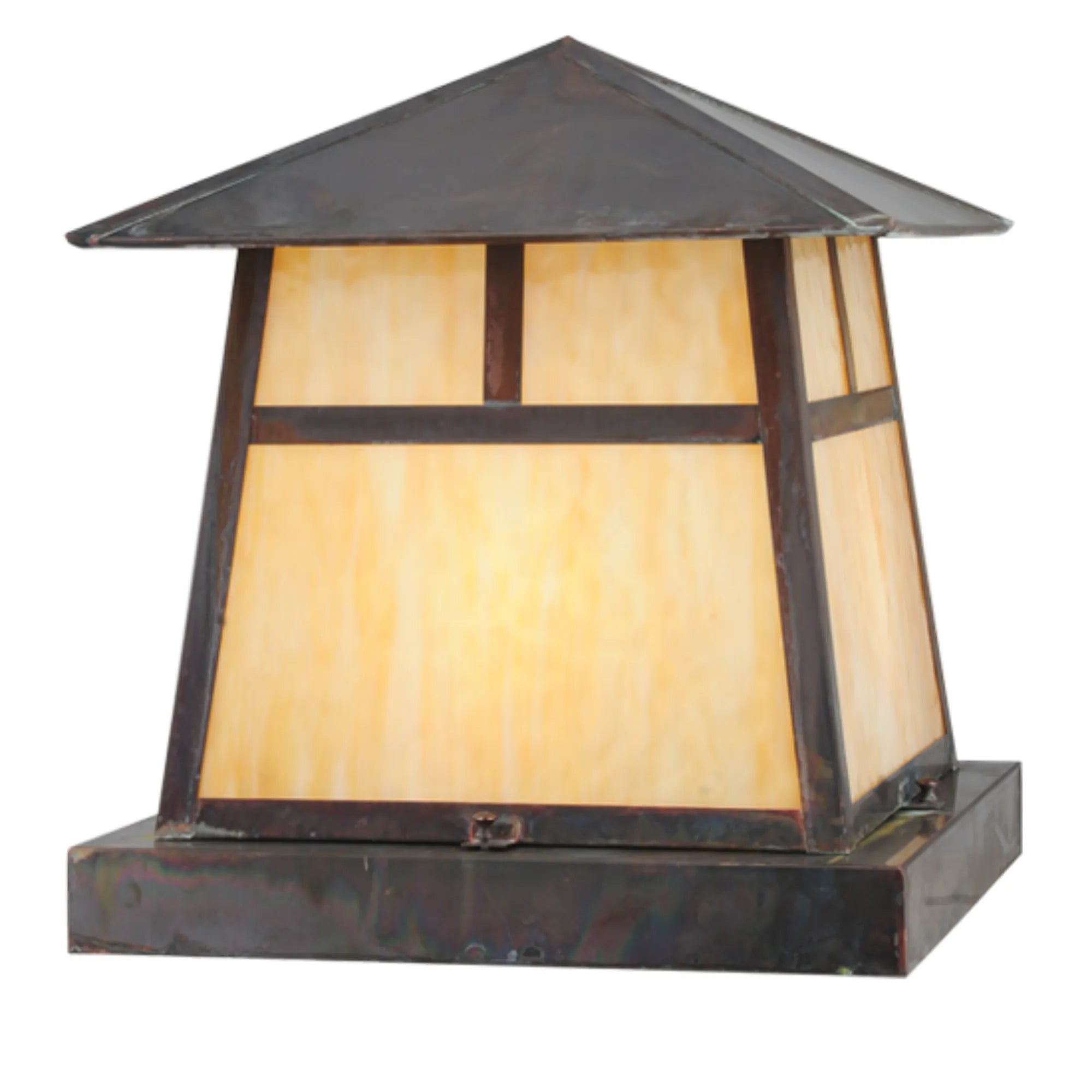 16"Sq Stillwater T Mission Pier Mount – Vintage Copper – Wet-Rated – Meyda Lighting