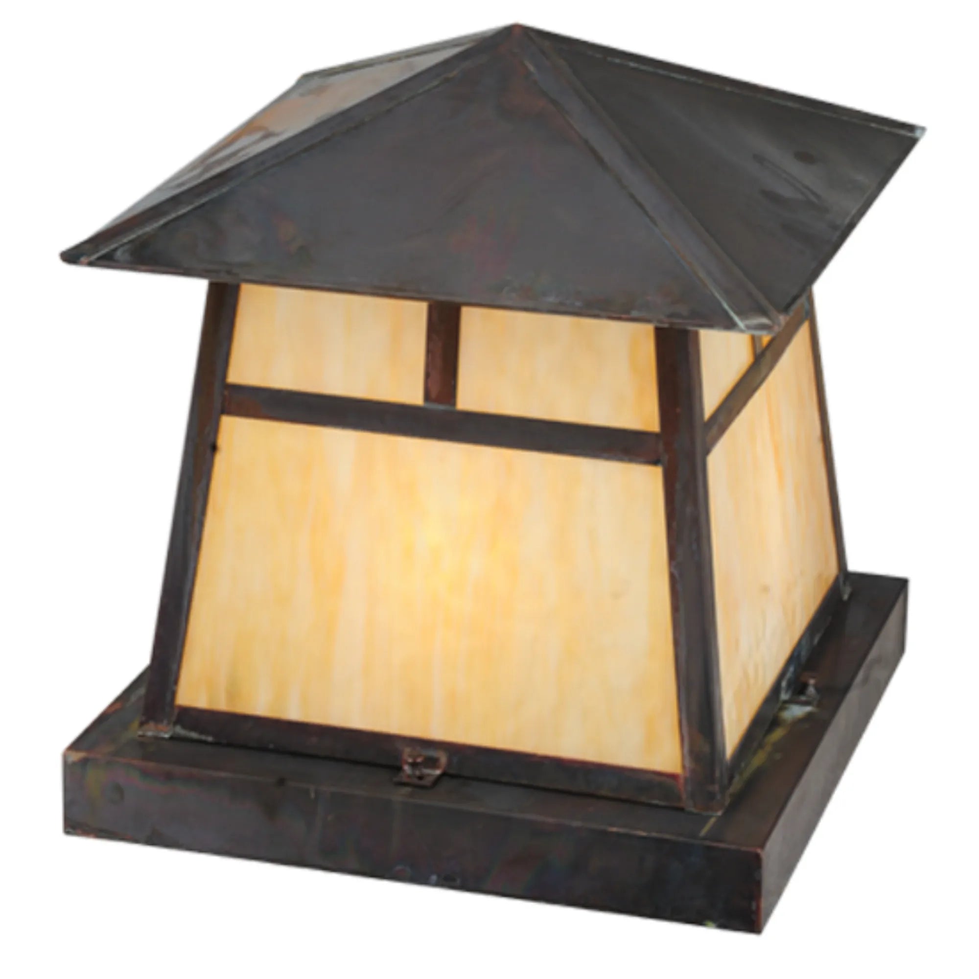 16"Sq Stillwater T Mission Pier Mount – Vintage Copper – Wet-Rated – Meyda Lighting