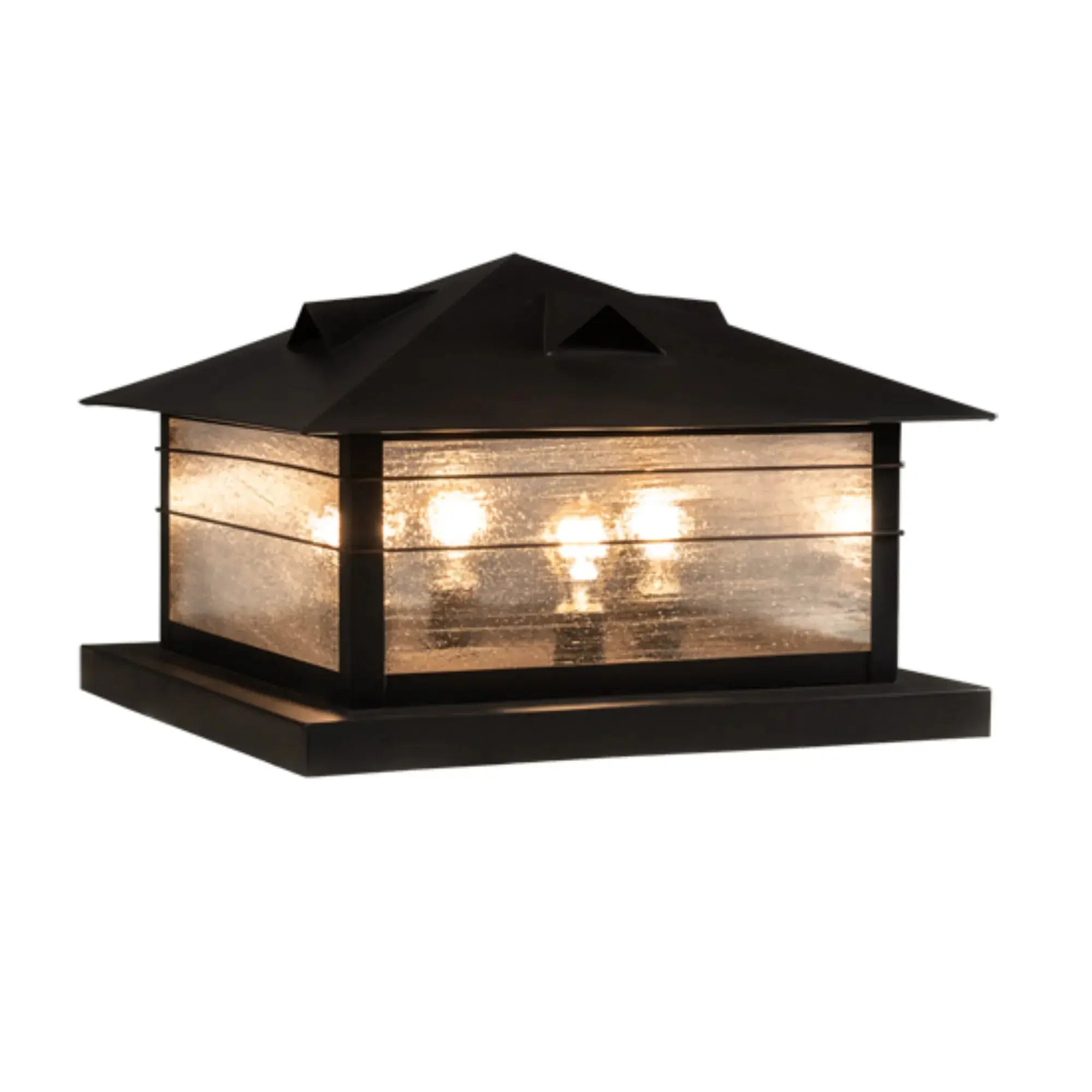 22" Square Arrowhead Pier Mount – Craftsman Brown – Clear Seeded – Wet-Rated – Meyda Lighting Meyda Lighting