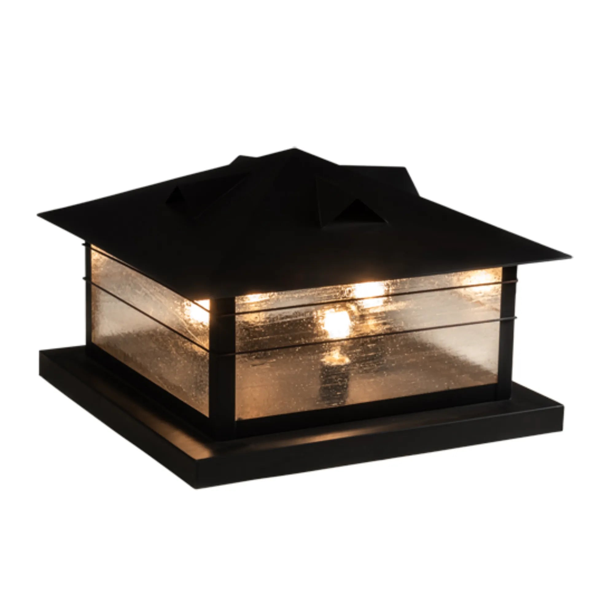 22" Square Arrowhead Pier Mount – Craftsman Brown – Clear Seeded – Wet-Rated – Meyda Lighting