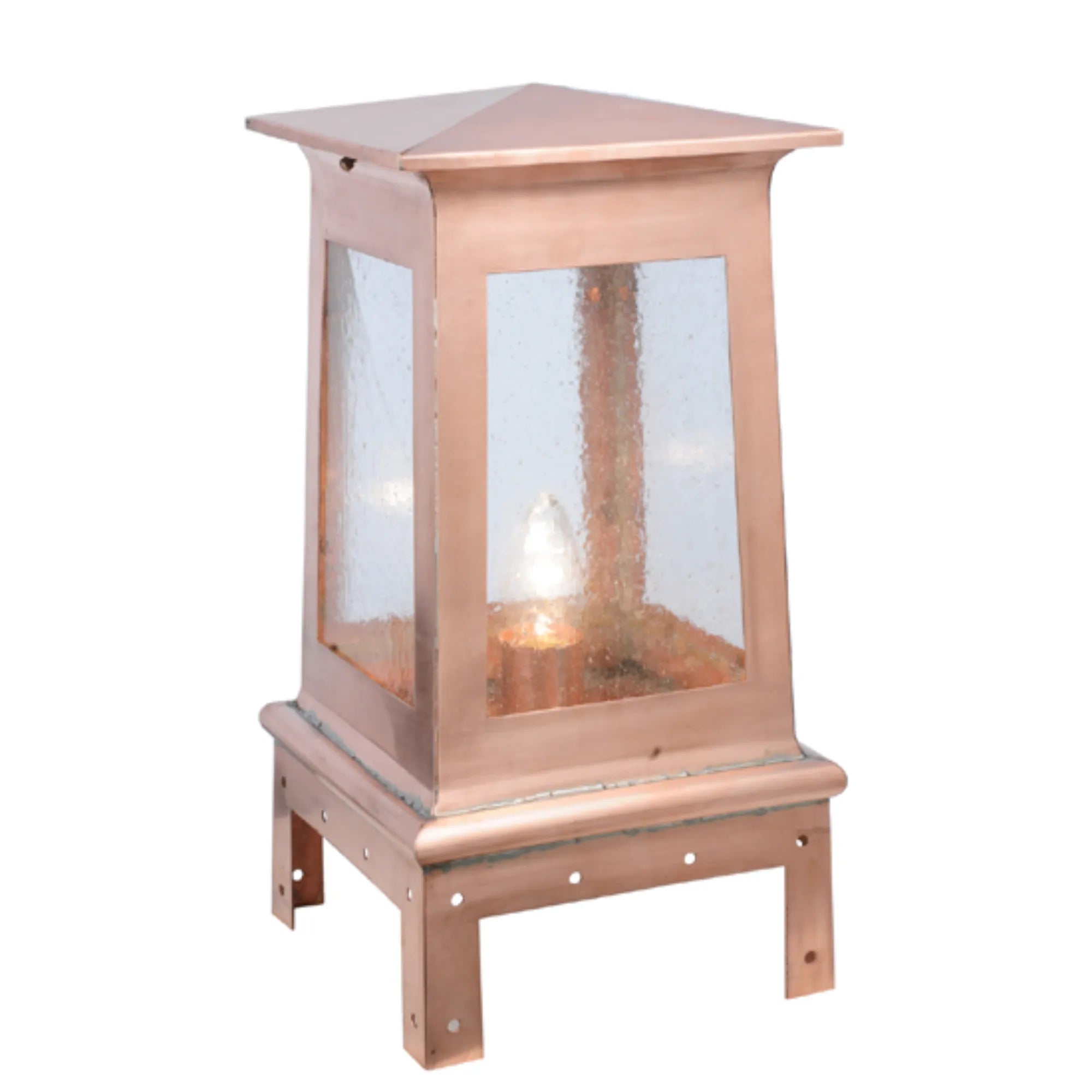 11"W Stillwater Prime Post Mount – Naural Copper – Clear Seeded Glass – Damp-Rated – Meyda Lighting