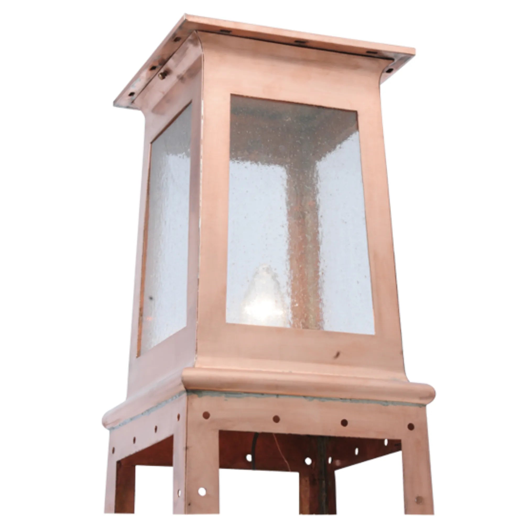 11"W Stillwater Prime Post Mount – Naural Copper – Clear Seeded Glass – Damp-Rated – Meyda Lighting