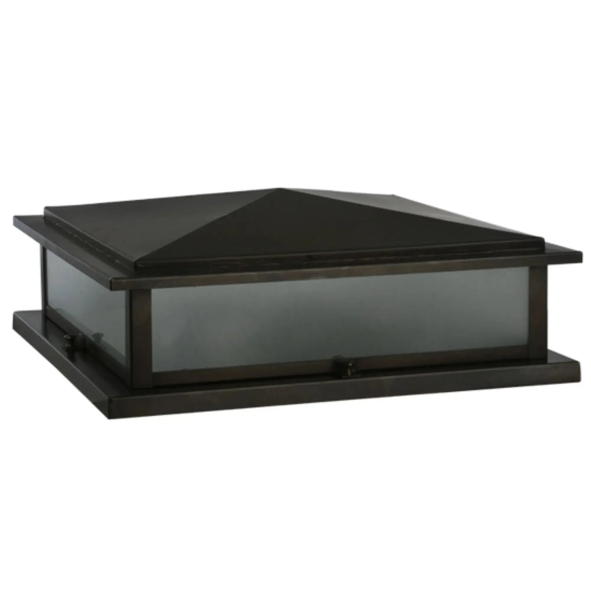 18"Sq Seneca Prime Pier Mount – Craftsman Brown – Clear Frosted Glass – Wet-Rated – Meyda Lighting Meyda Lighting