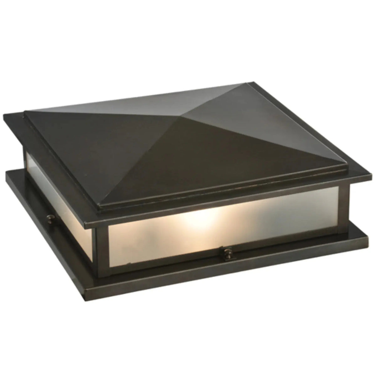 18"Sq Seneca Prime Pier Mount – Craftsman Brown – Clear Frosted Glass – Wet-Rated – Meyda Lighting Meyda Lighting