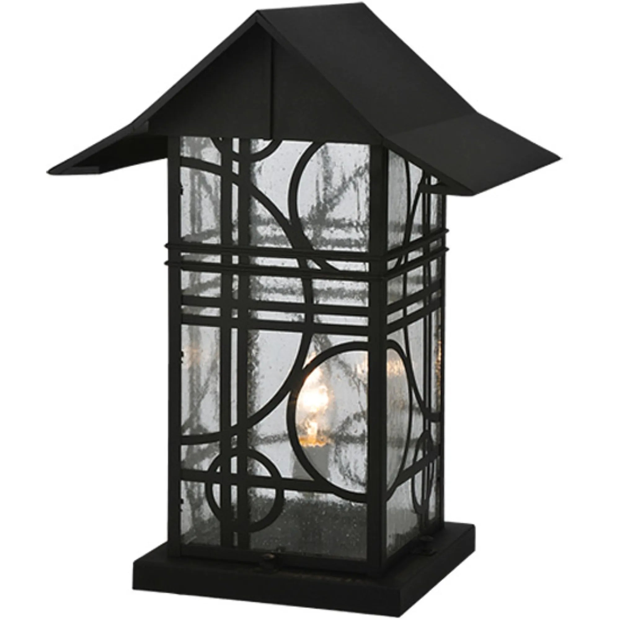 16" Wide Revival Deco Pier Mount – Black – Clear Seeded Glass – Wet-Rated – Meyda Lighting