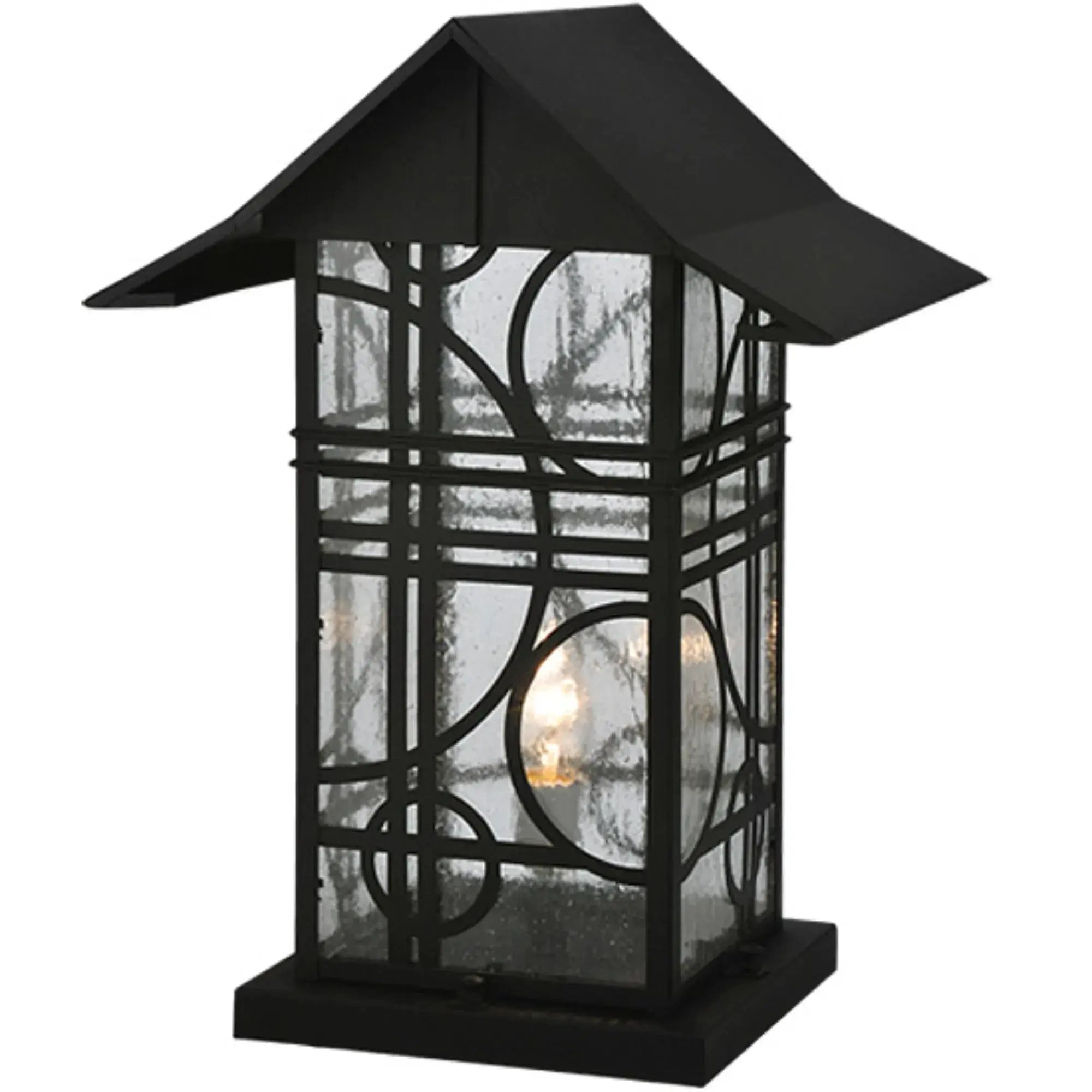 16" Wide Revival Deco Pier Mount – Black – Clear Seeded Glass – Wet-Rated – Meyda Lighting Meyda Lighting