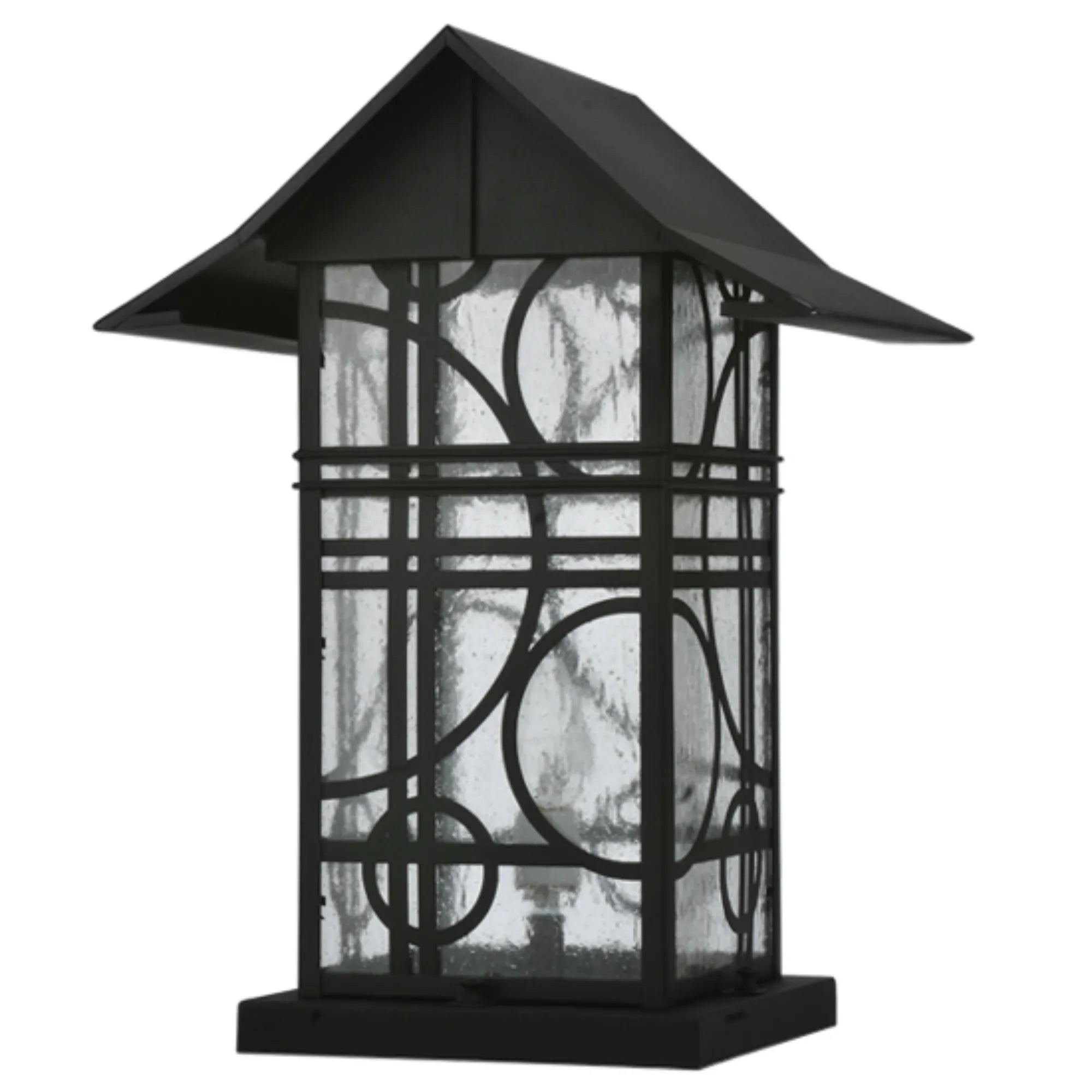 16" Wide Revival Deco Pier Mount – Black – Clear Seeded Glass – Wet-Rated – Meyda Lighting