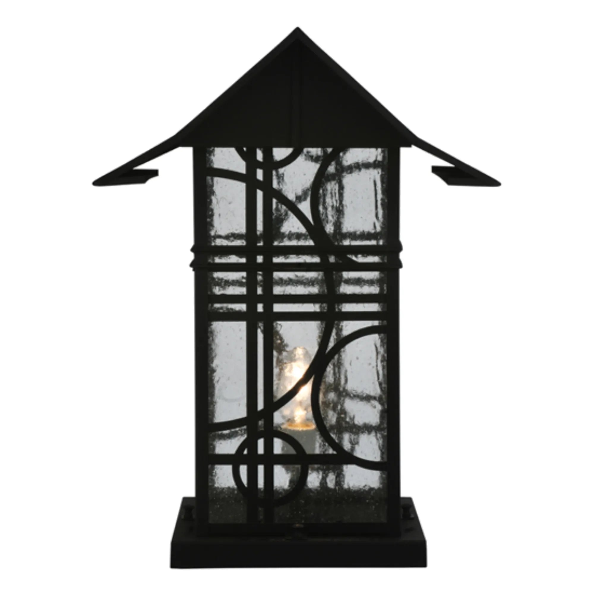 16" Wide Revival Deco Pier Mount – Black – Clear Seeded Glass – Wet-Rated – Meyda Lighting