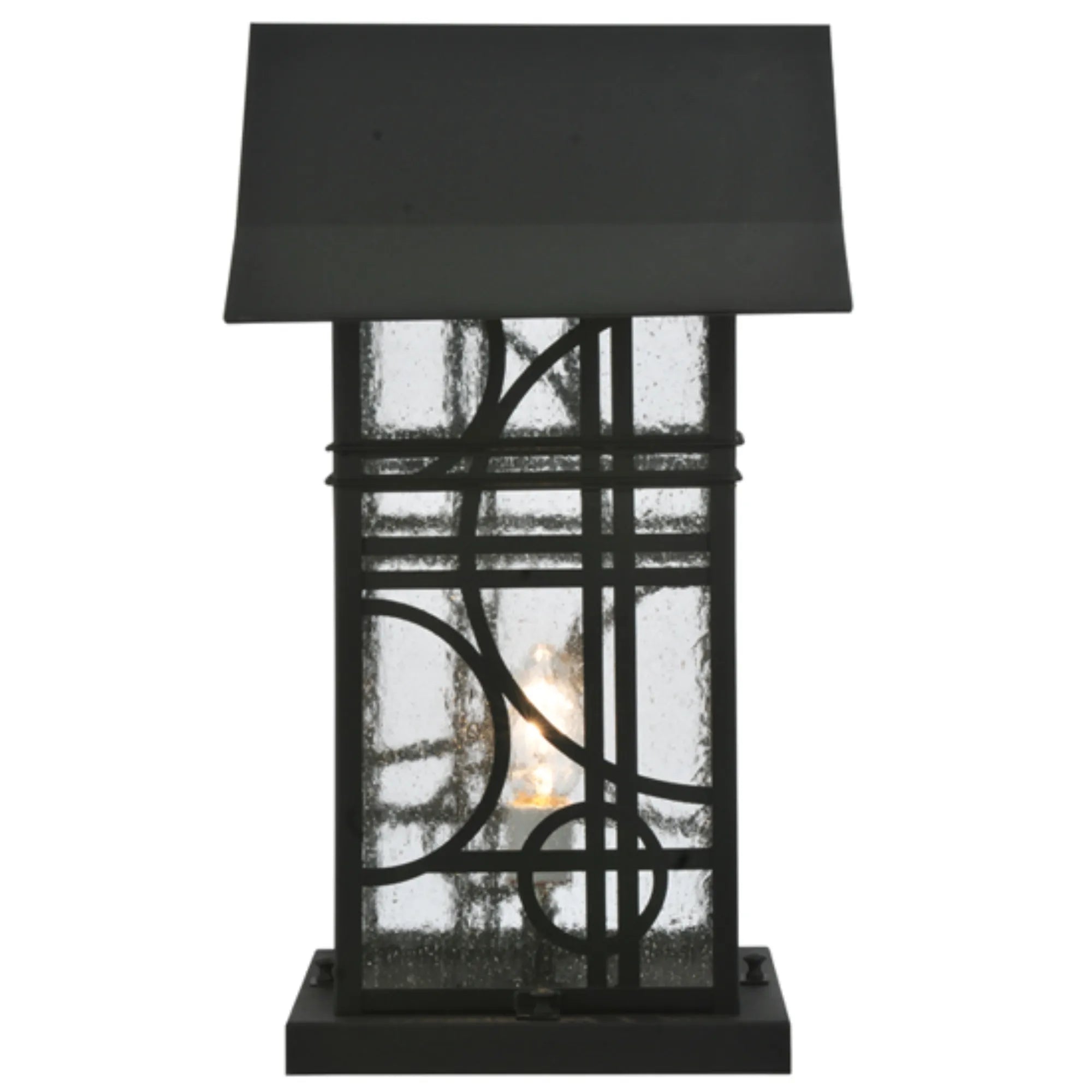 16" Wide Revival Deco Pier Mount – Black – Clear Seeded Glass – Wet-Rated – Meyda Lighting