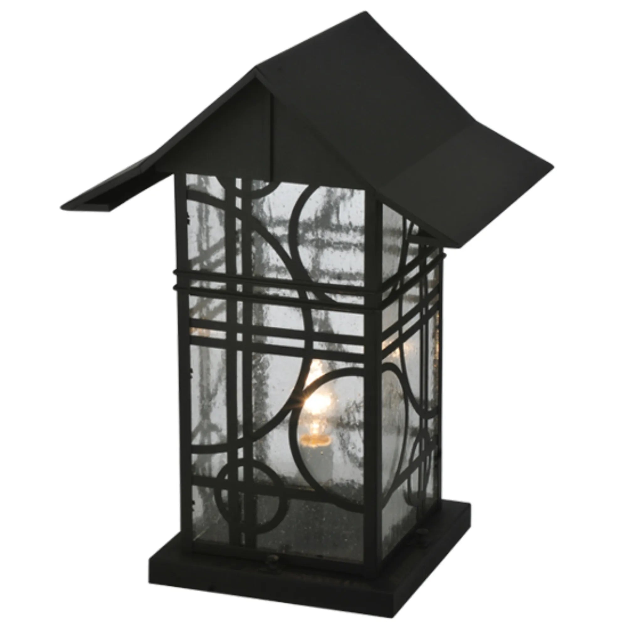 16" Wide Revival Deco Pier Mount – Black – Clear Seeded Glass – Wet-Rated – Meyda Lighting
