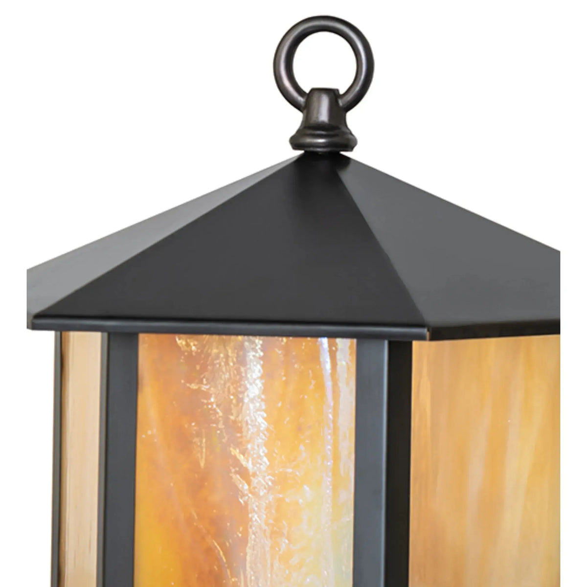 12" Wide Gazebo Post Mount – Craftsman Brown – Beige Iridescent Glass – Wet-Rated – Meyda Lighting Meyda Lighting
