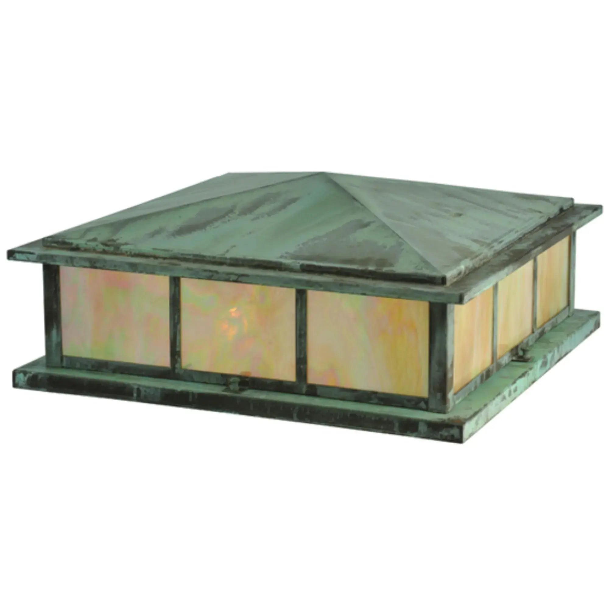 20" Square Seneca Double Bar Mission Pier Mount – Verdigris – Wet-Rated – Meyda Lighting Meyda Lighting