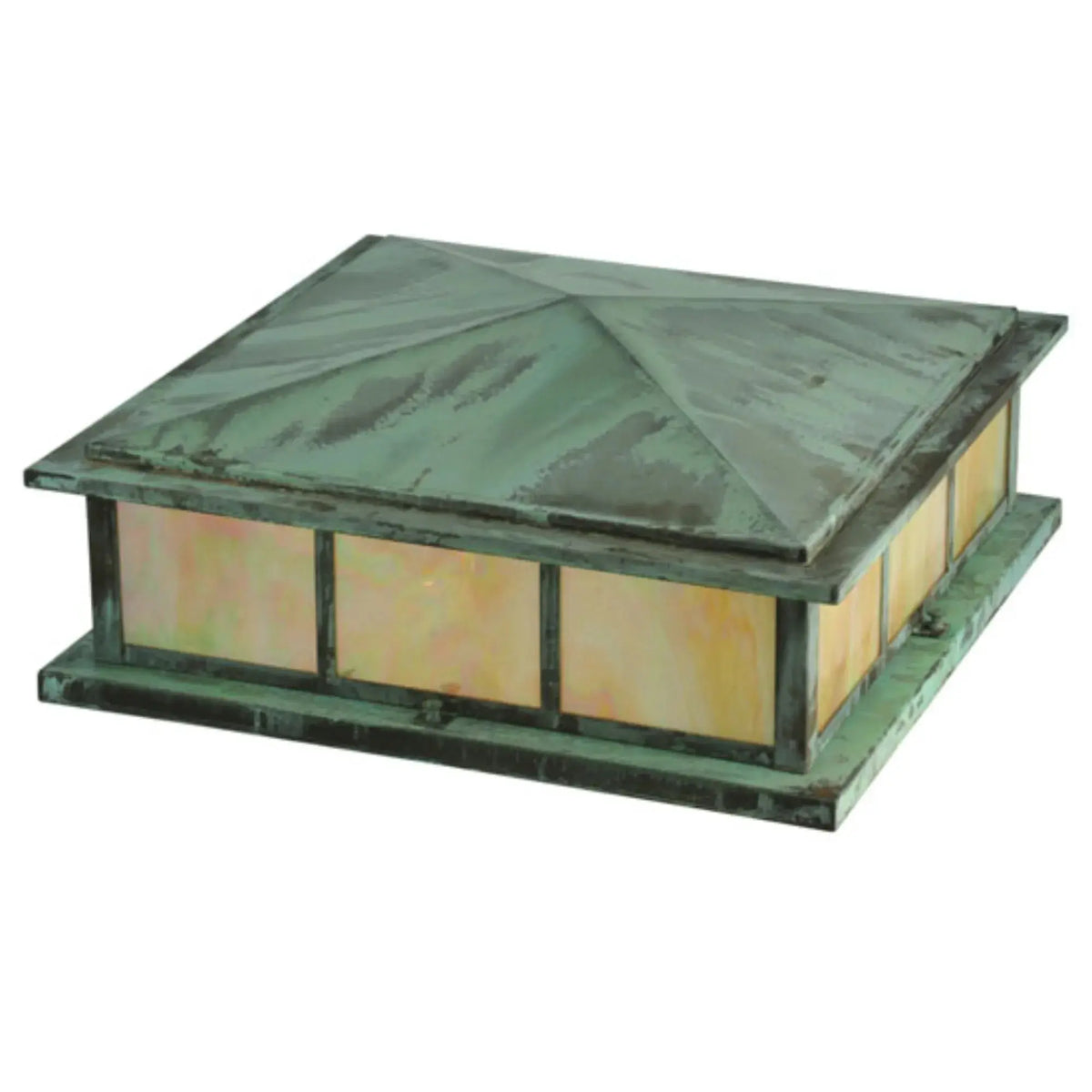 20" Square Seneca Double Bar Mission Pier Mount – Verdigris – Wet-Rated – Meyda Lighting Meyda Lighting