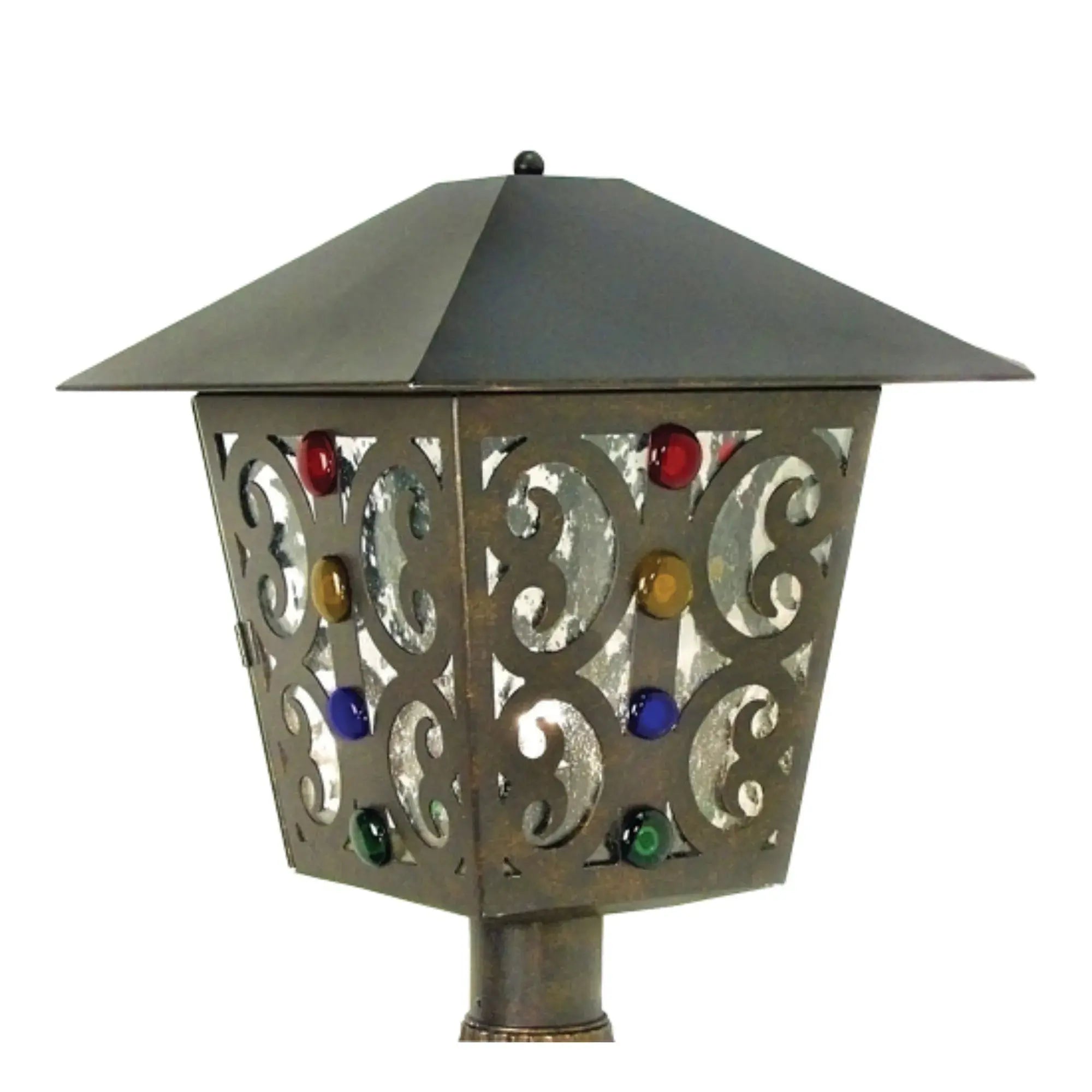 16" Square Julie Post Mount – Gilded Tobacco – Clear Seeded Glass – Damp-Rated – Meyda Lighting Meyda Lighting