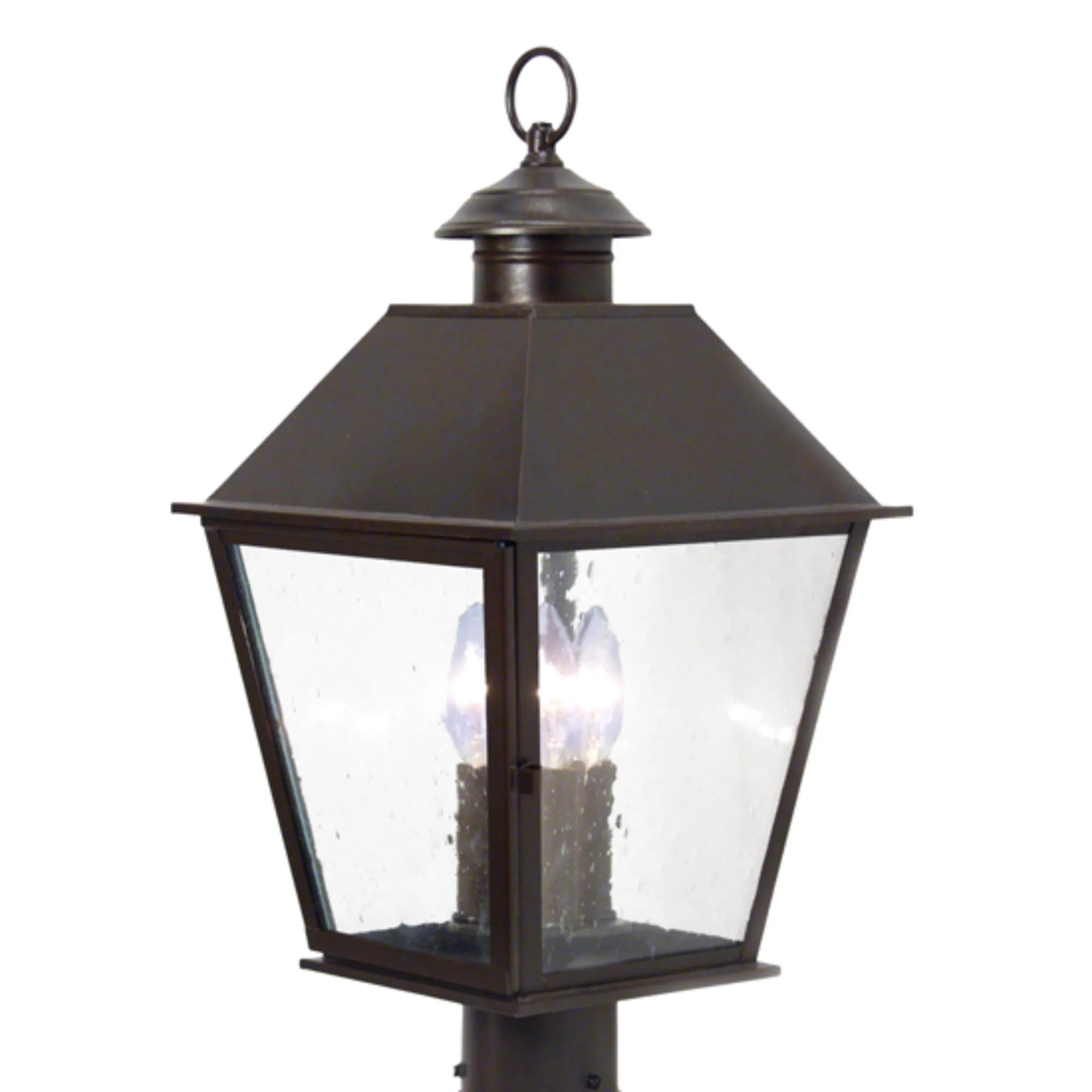 11" Wide Turin Post Mount – Antique Iron – Clear Seeded Glass – Wet-Rated – Meyda Lighting