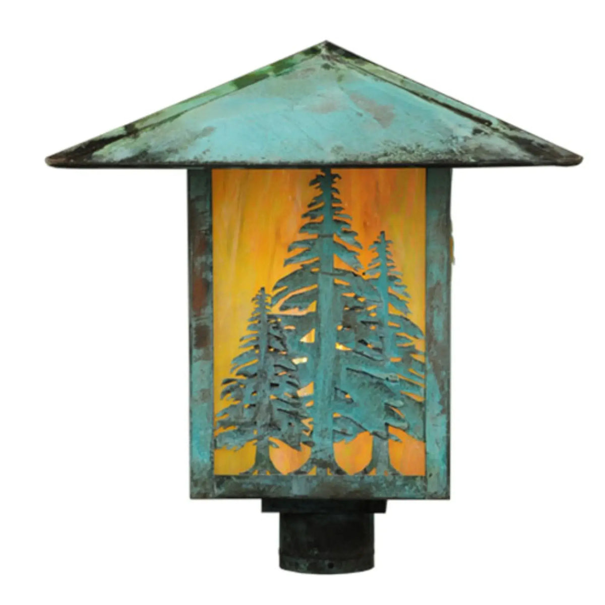 16" Square Seneca Tall Pines Post Mount – Verdigris – Damp-Rated – Meyda Lighting Meyda Lighting