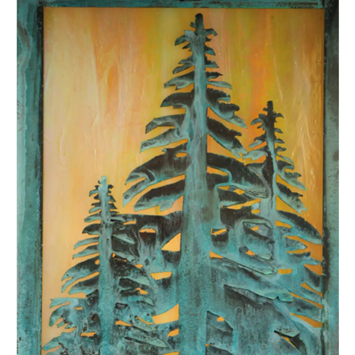 16" Square Seneca Tall Pines Post Mount – Verdigris – Damp-Rated – Meyda Lighting Meyda Lighting