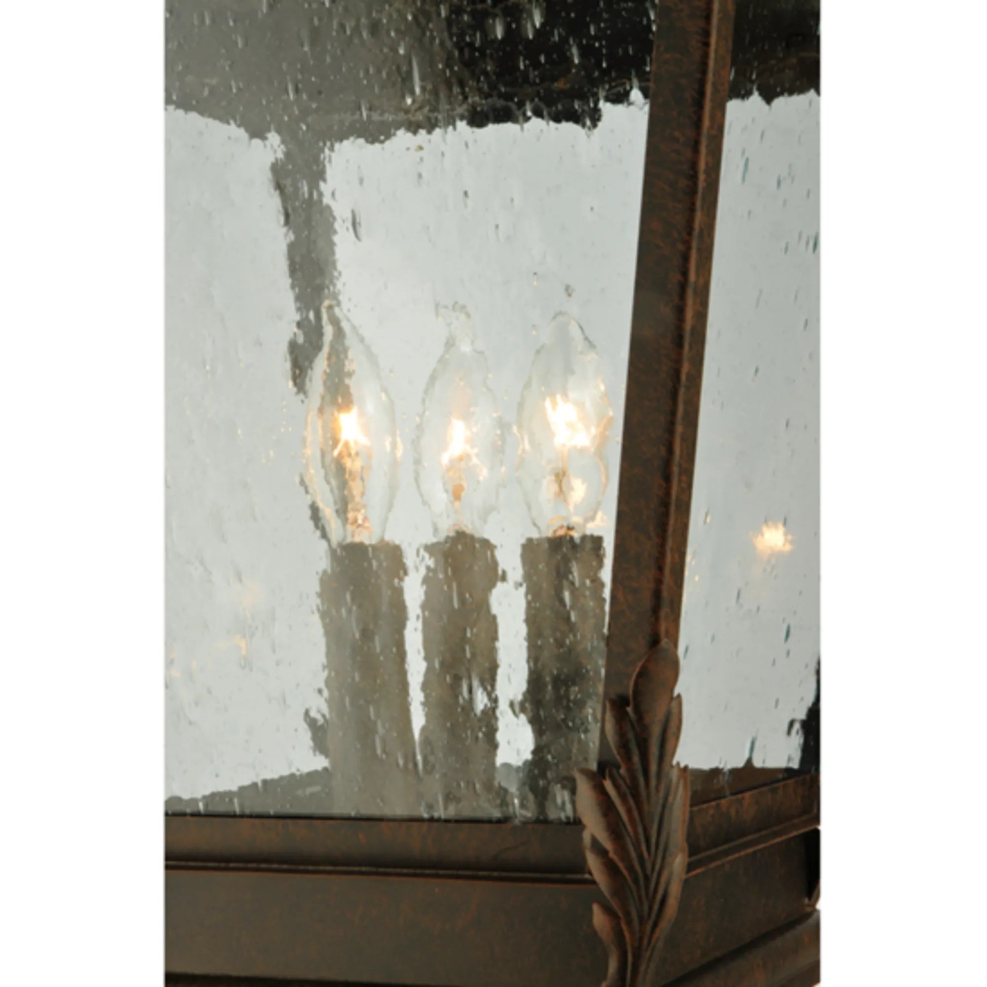 12.5"Sq Verona Post Mount – Gilded Tobacco – Clear Seeded Glass – Damp-Rated – Meyda Lighting