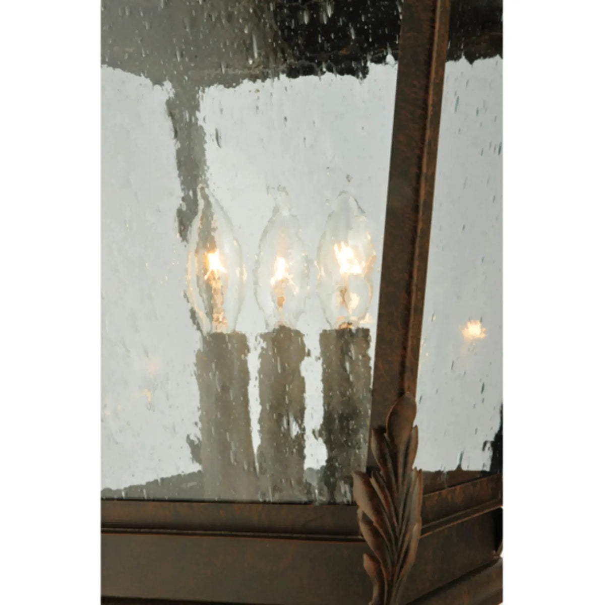 12.5"Sq Verona Post Mount – Gilded Tobacco – Clear Seeded Glass – Damp-Rated – Meyda Lighting Meyda Lighting